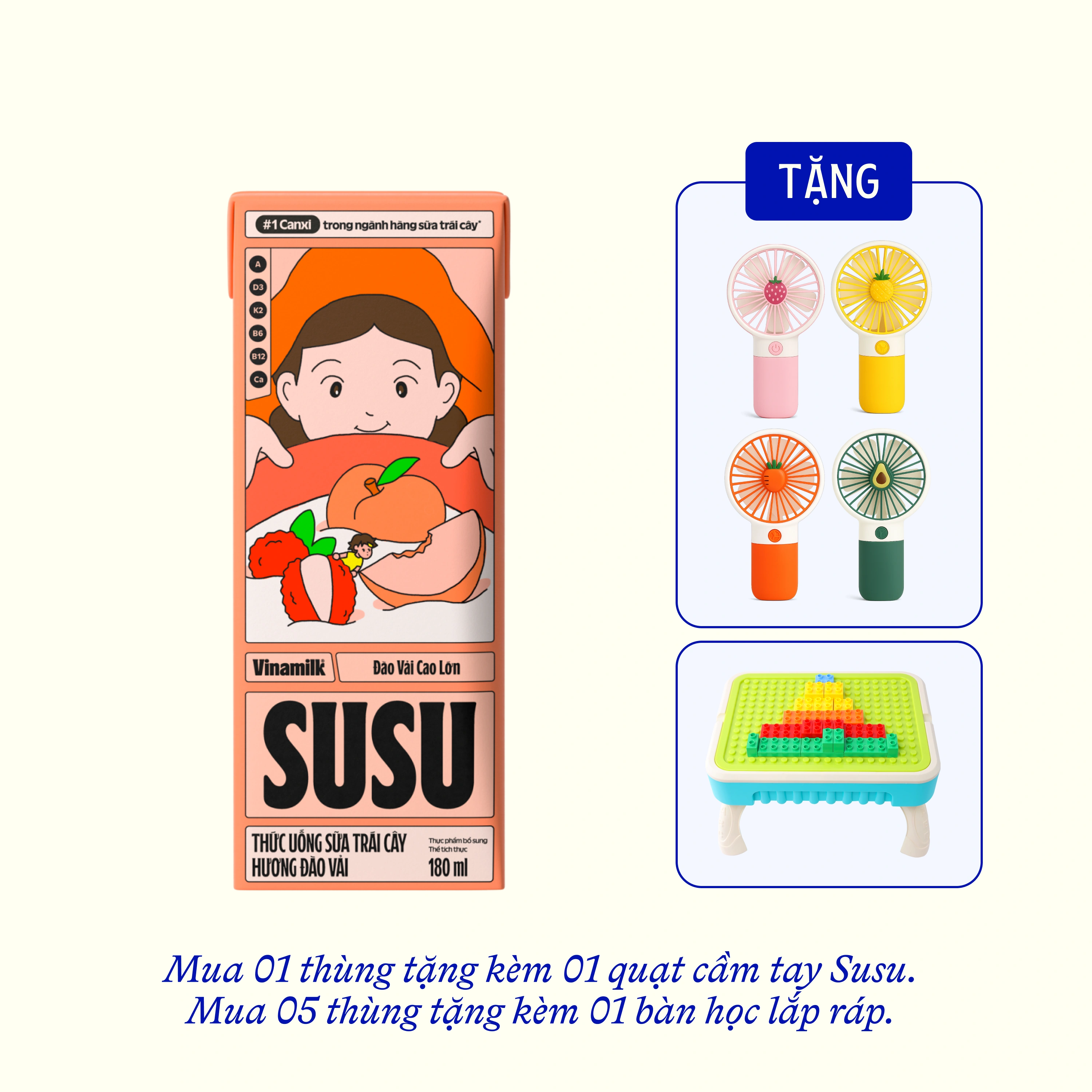 Sữa trái cây Susu Hương đào vải 180ml