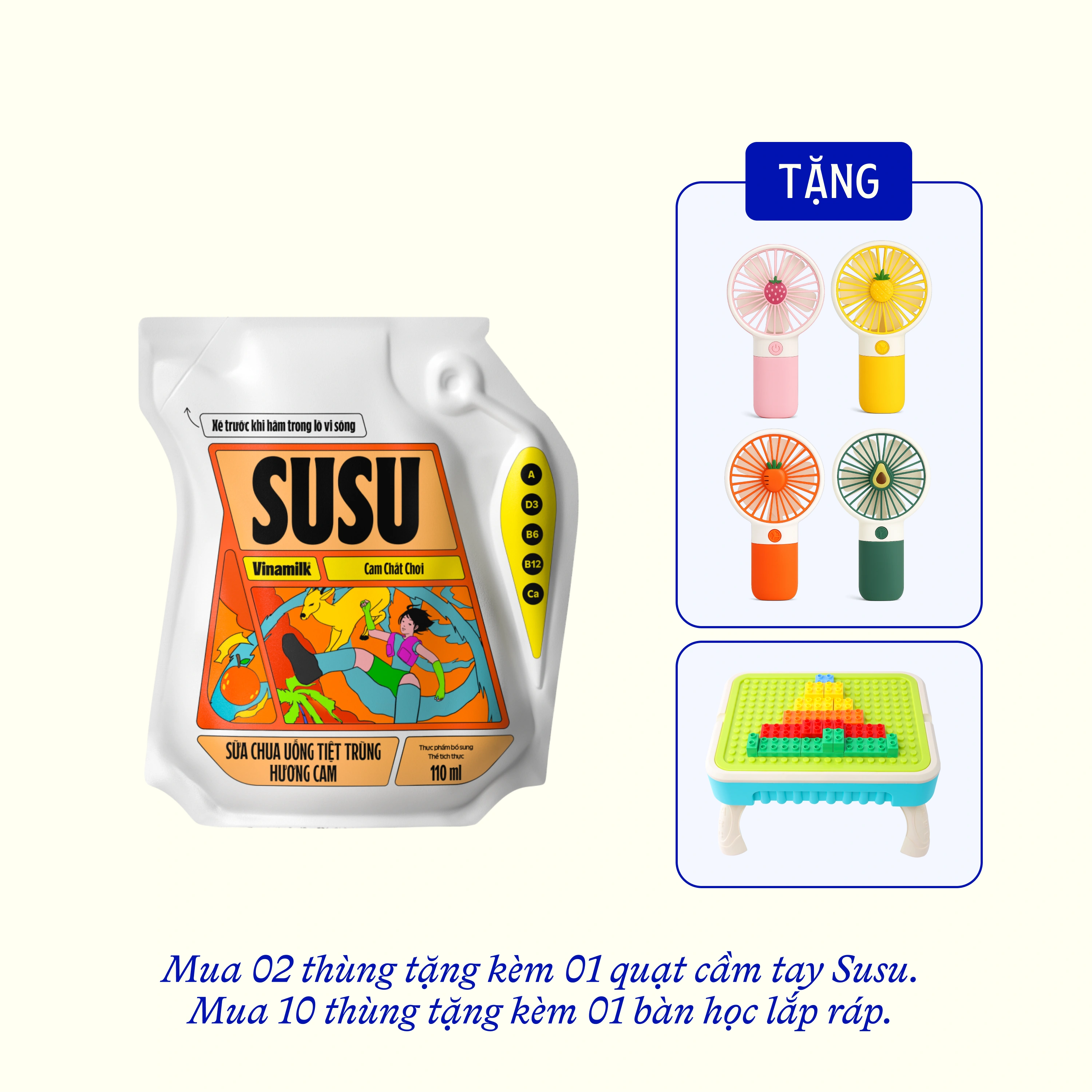 Sữa chua uống tiệt trùng SuSu Hương Cam Túi 110ml