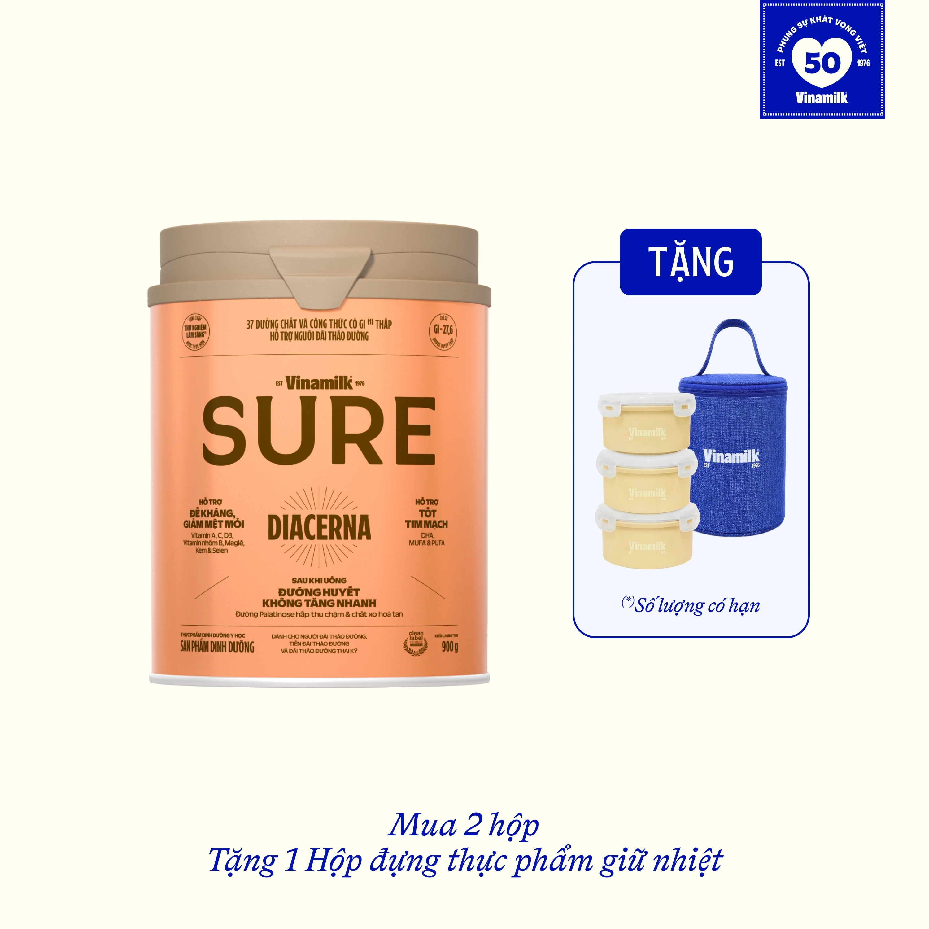 Sữa bột cho người tiểu đường Sure Diacerna 900g