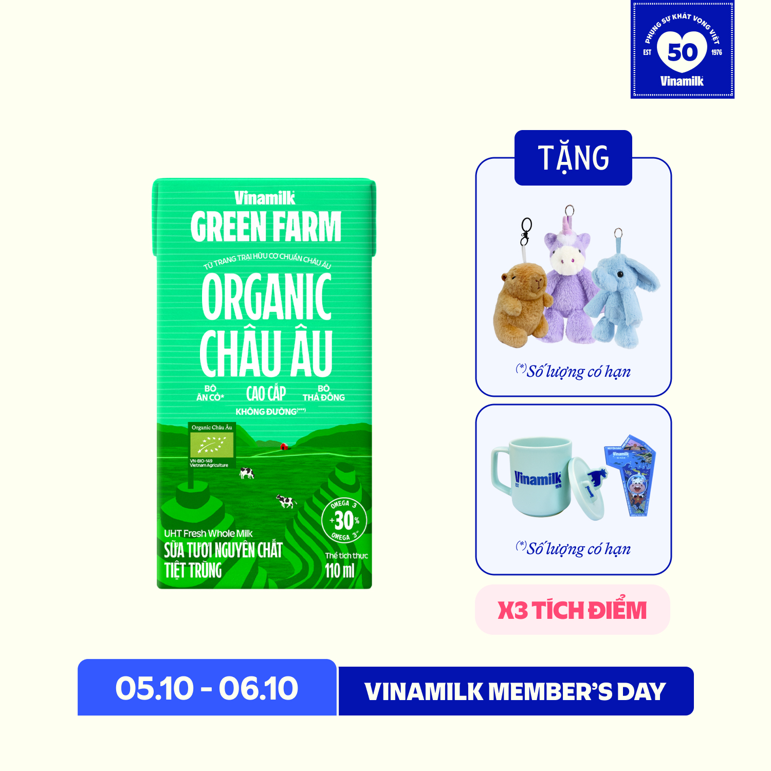 Sữa Tươi Tiệt Trùng Green Farm Organic - Hộp 110ml