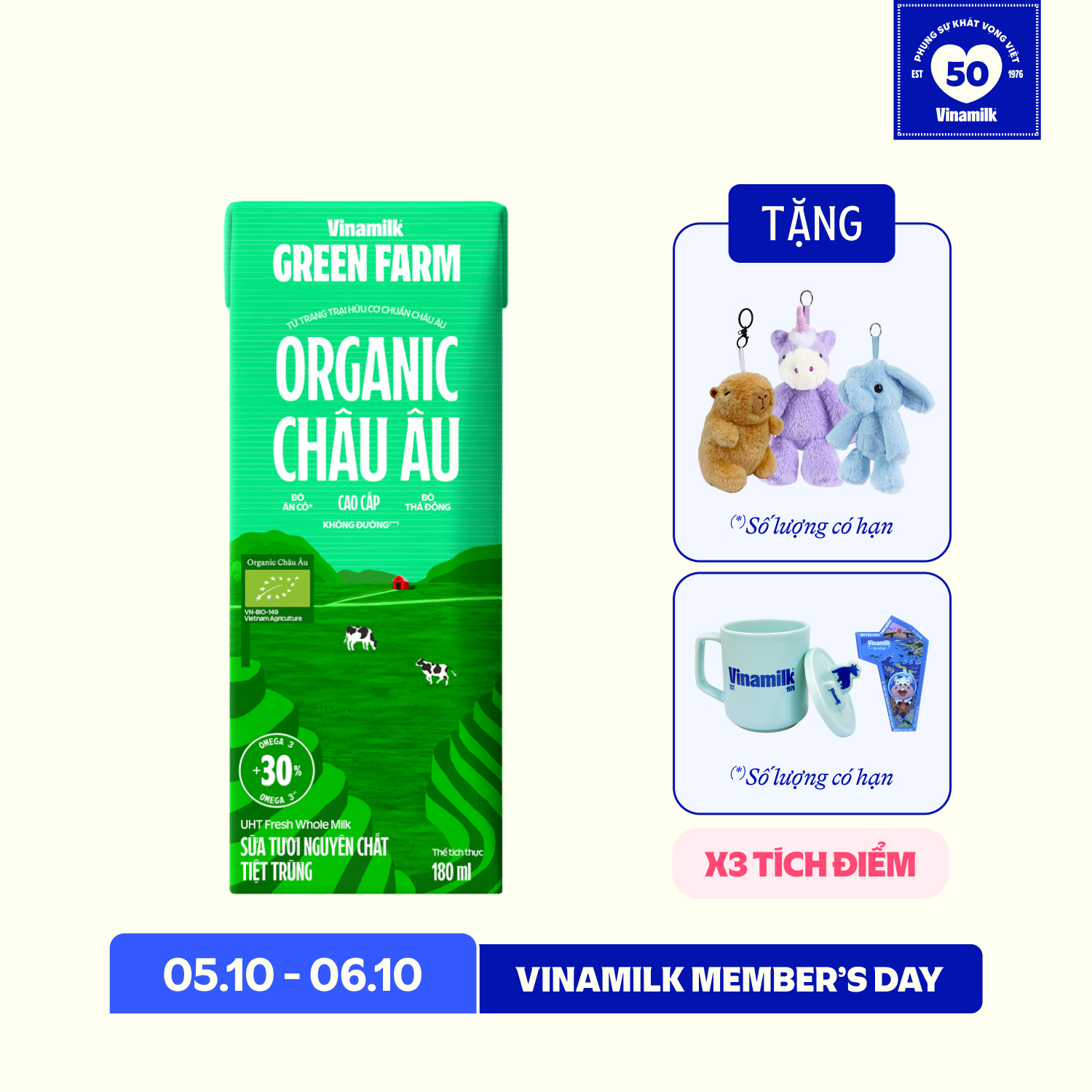 Sữa Tươi Tiệt Trùng Green Farm Organic - Hộp 180ml