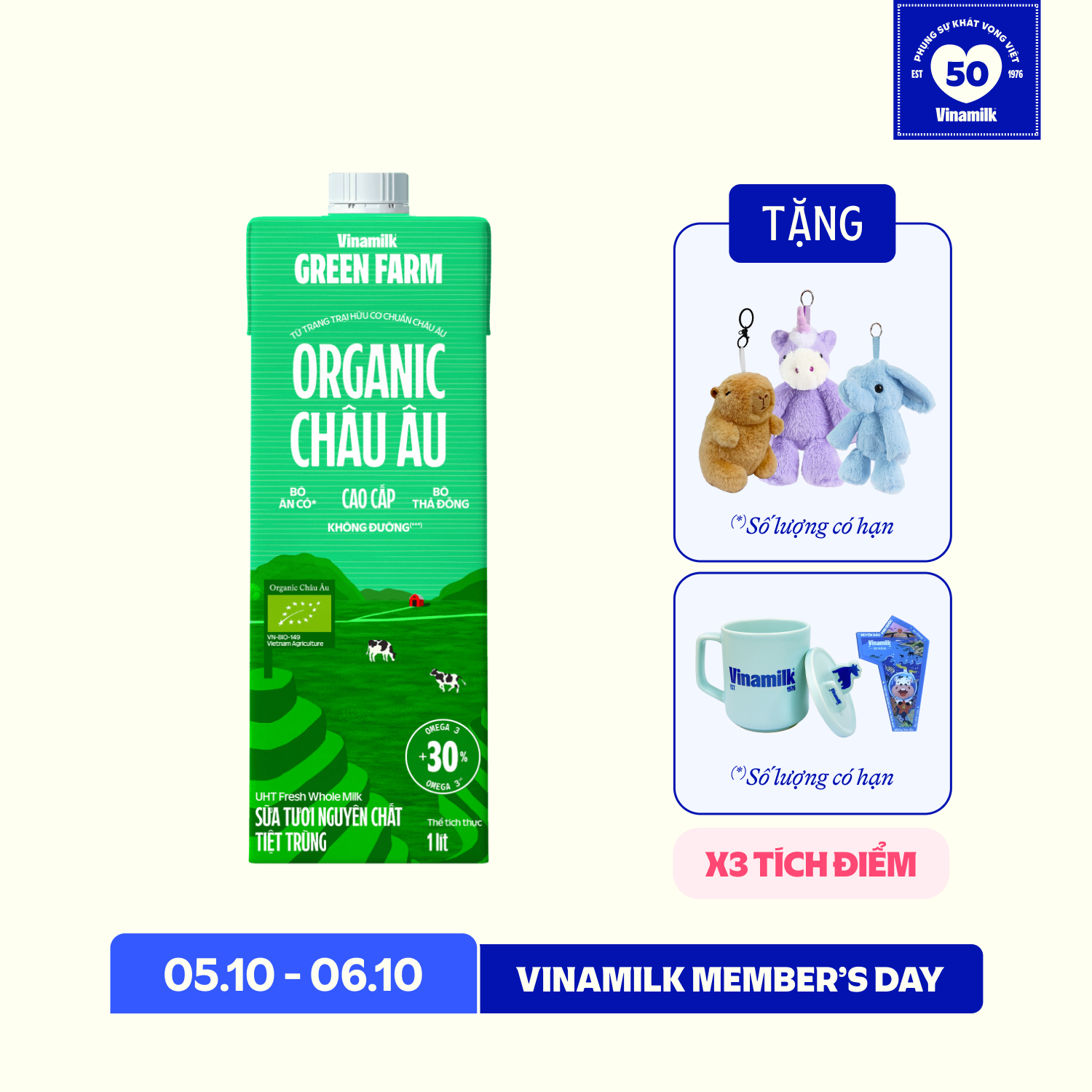 Sữa Tươi Tiệt Trùng Green Farm Organic - Hộp 1L