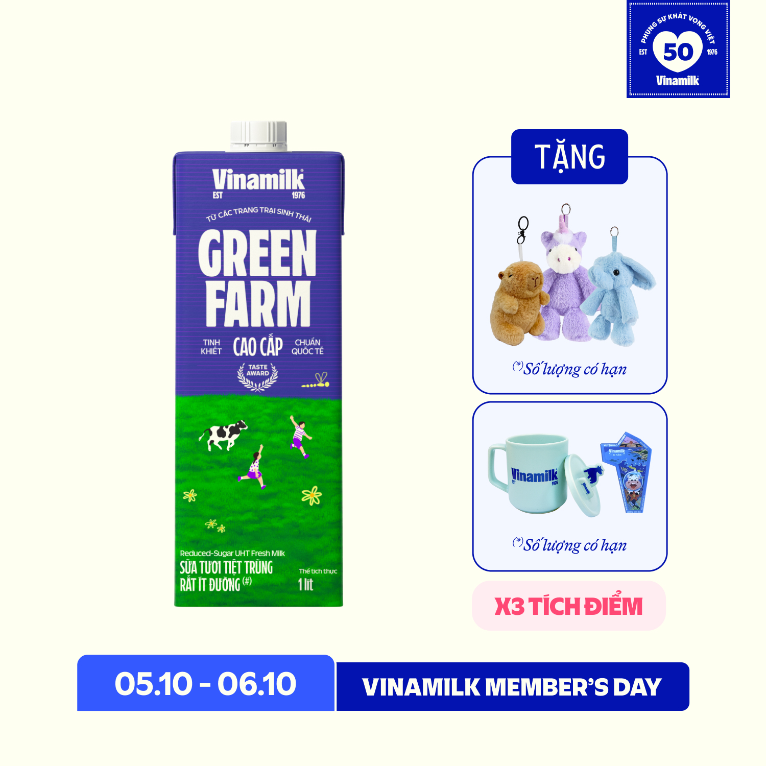 Sữa tươi tiệt trùng Green Farm Rất ít đường 1L