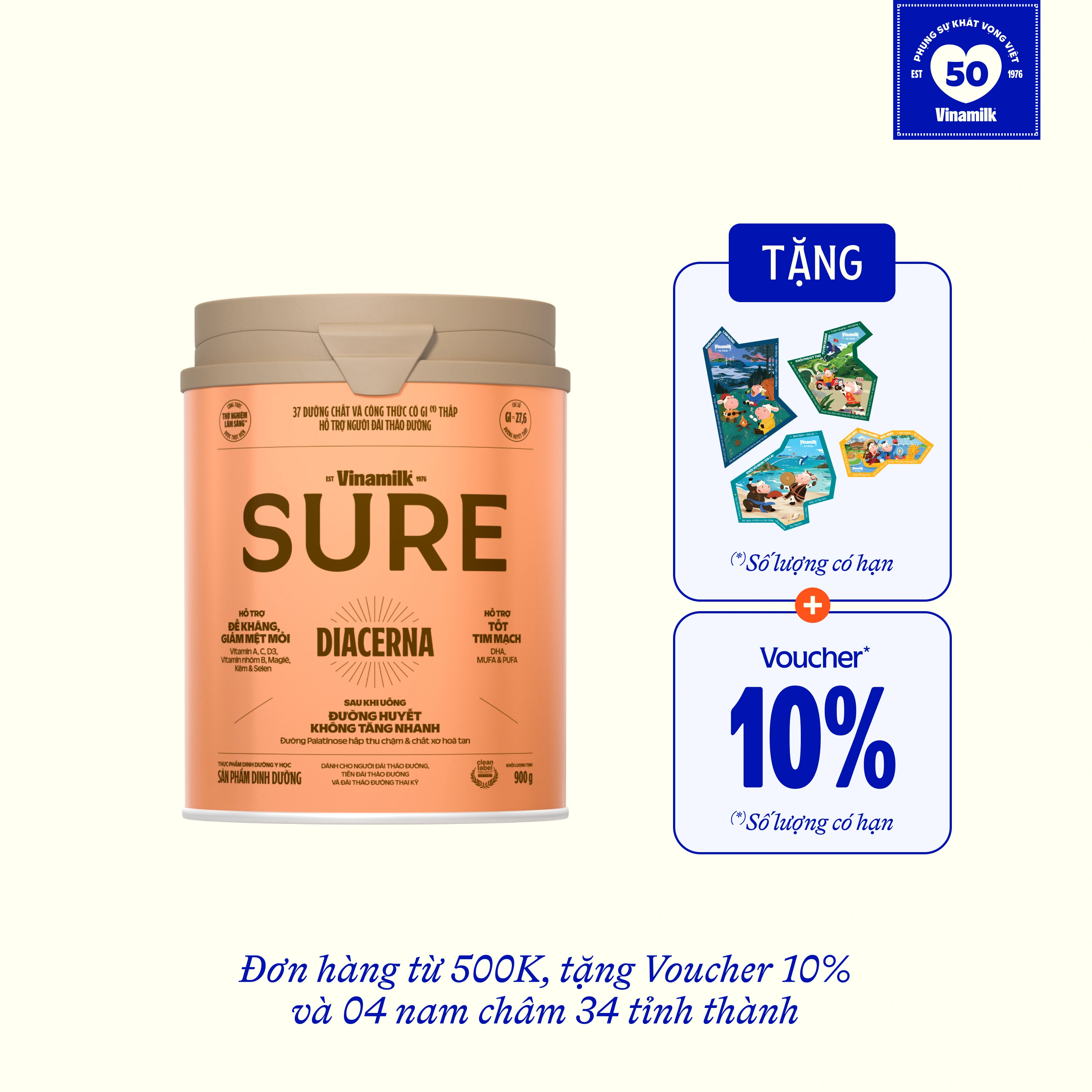 Sữa bột cho người tiểu đường Sure Diacerna 900g