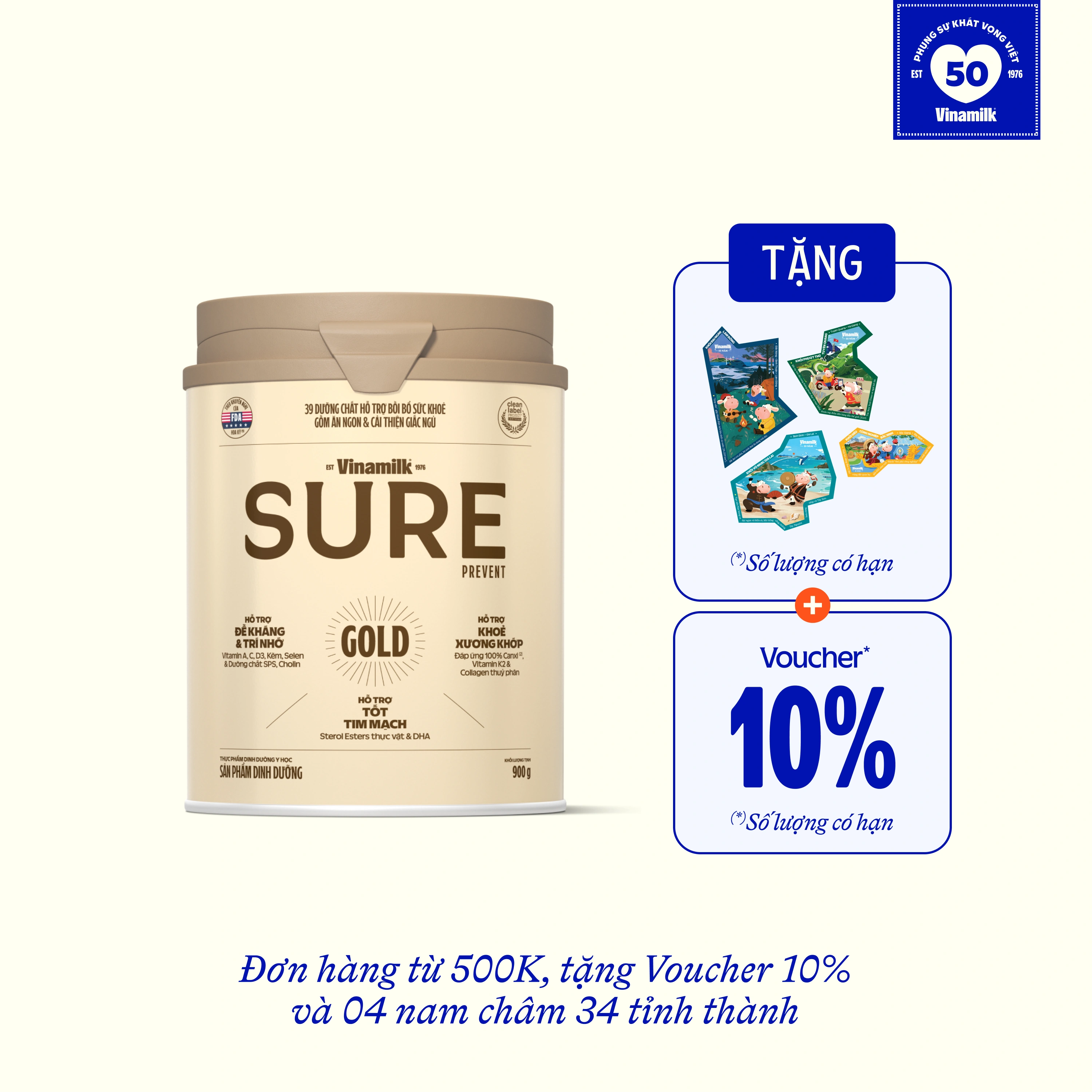 Sữa bột cho người lớn tuổi Sure Gold 900g