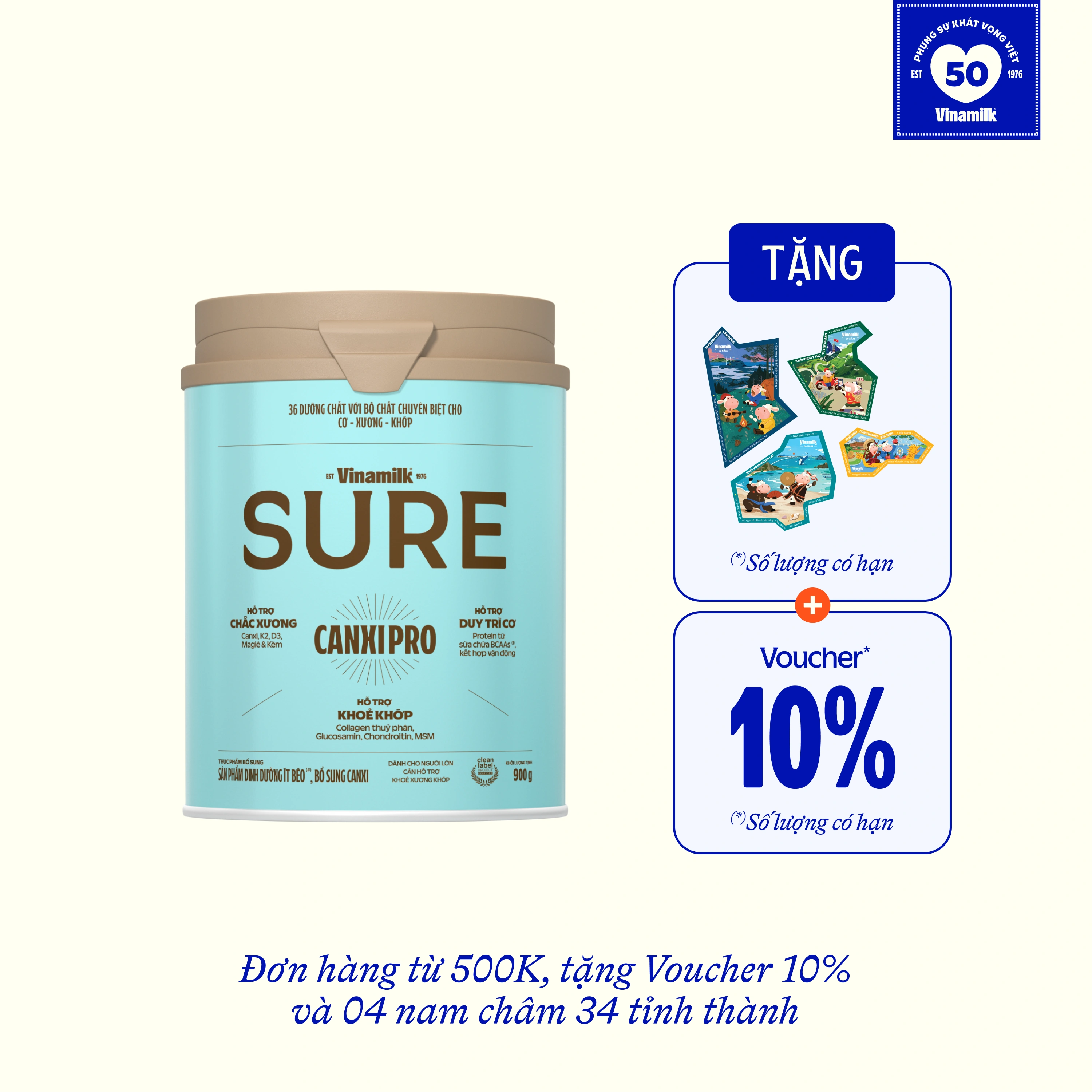 Sữa bột cho người lớn tuổi Sure CanxiPro 900g