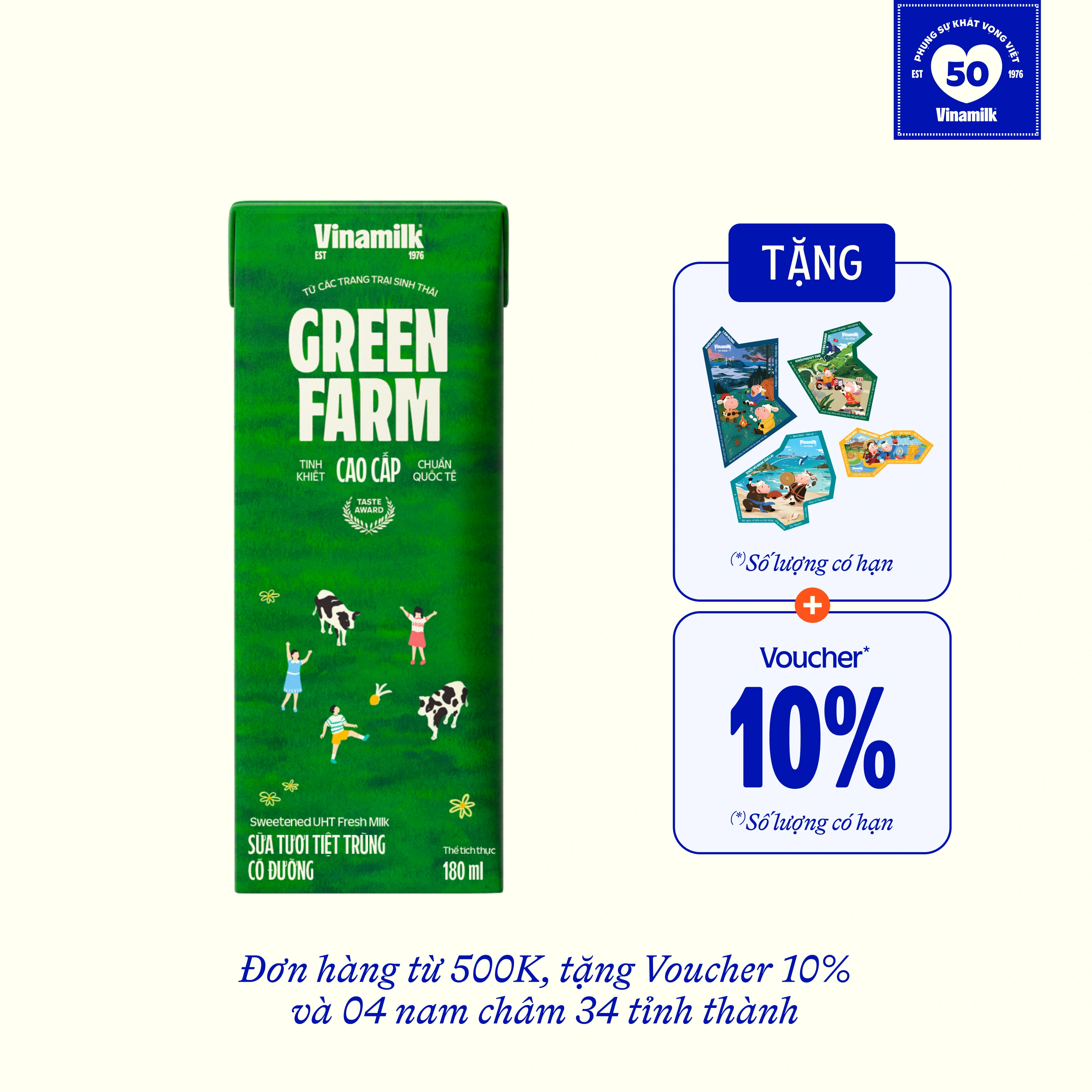 Sữa tươi tiệt trùng Green Farm Có đường 180ml