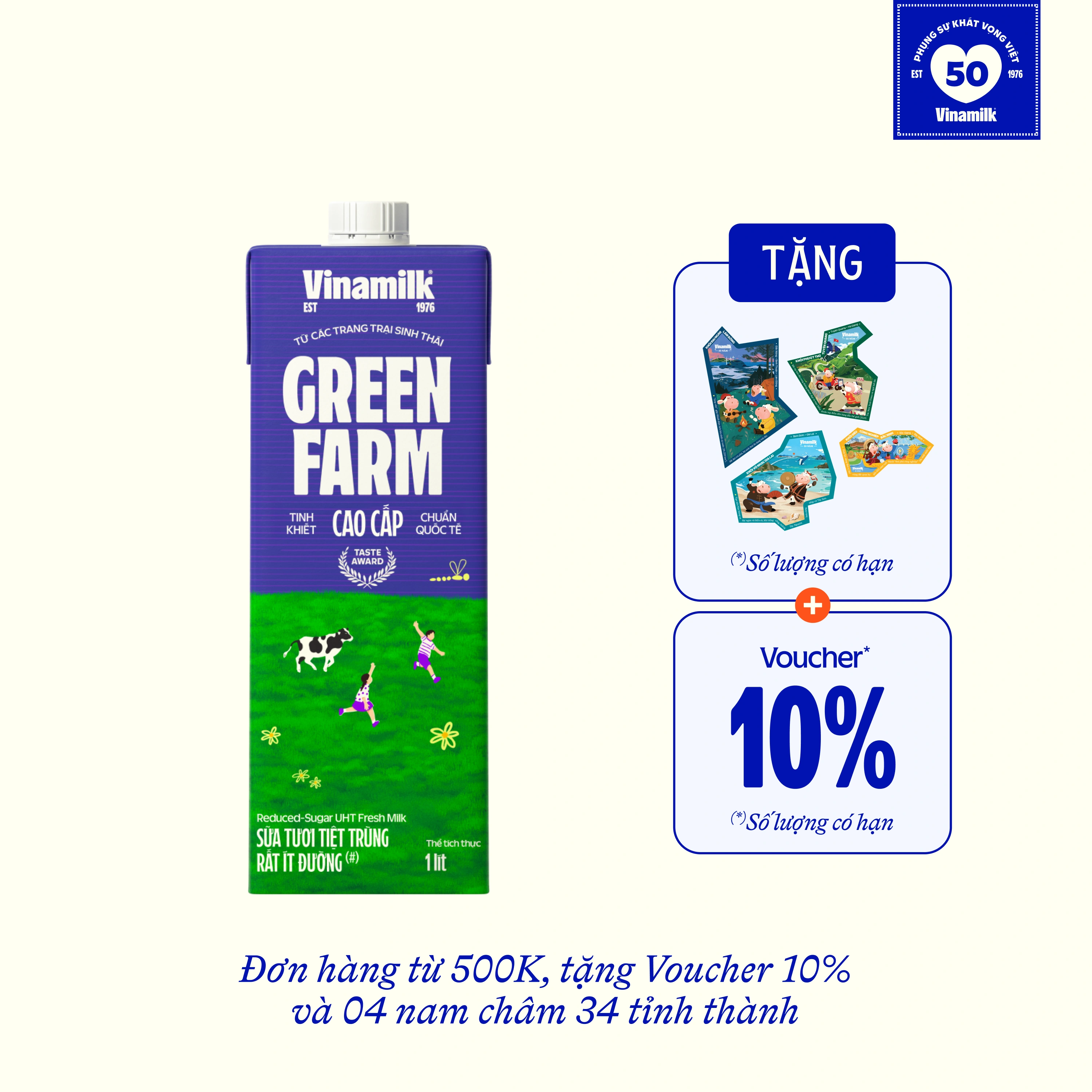 Sữa tươi tiệt trùng Green Farm Rất ít đường 1L