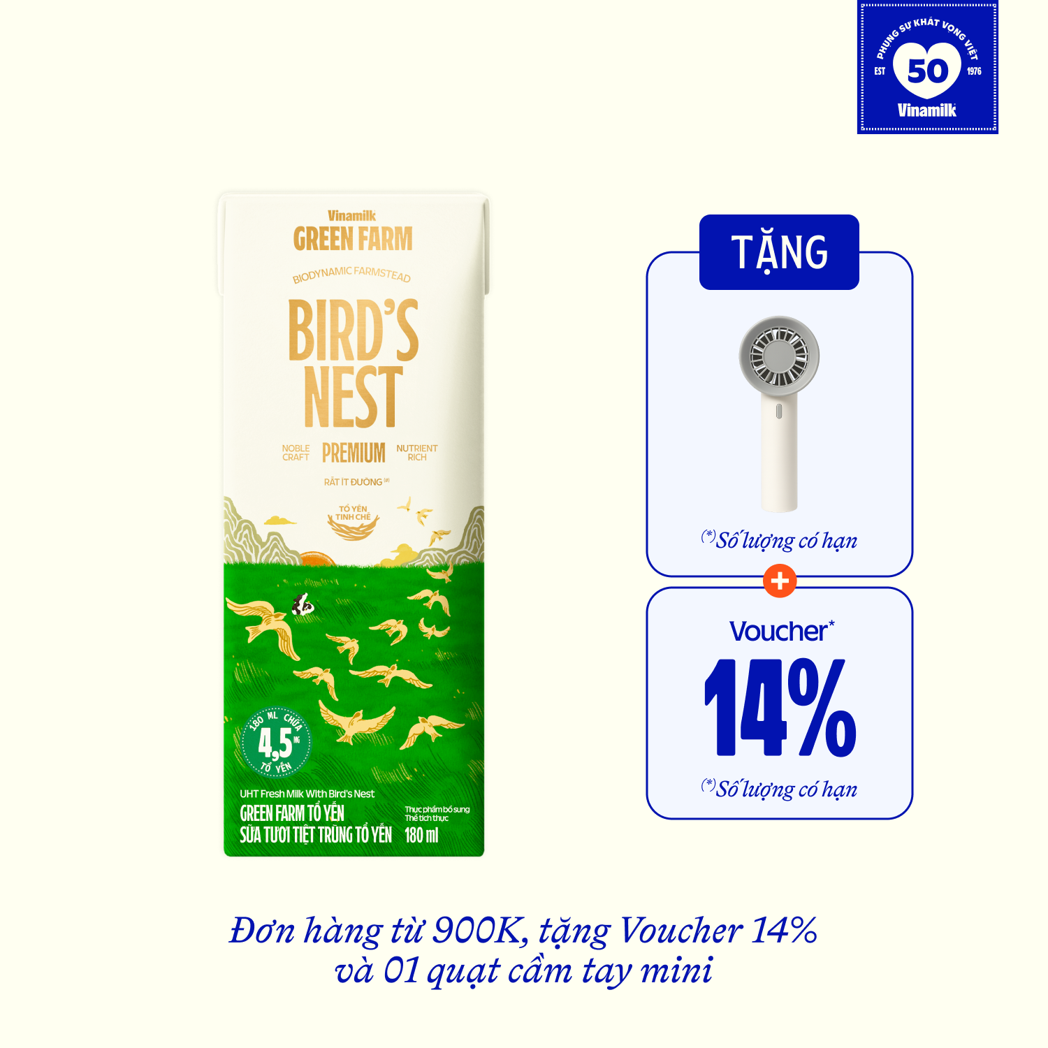 UHT Fresh Milk Green Farm Bird's Nest 180ml