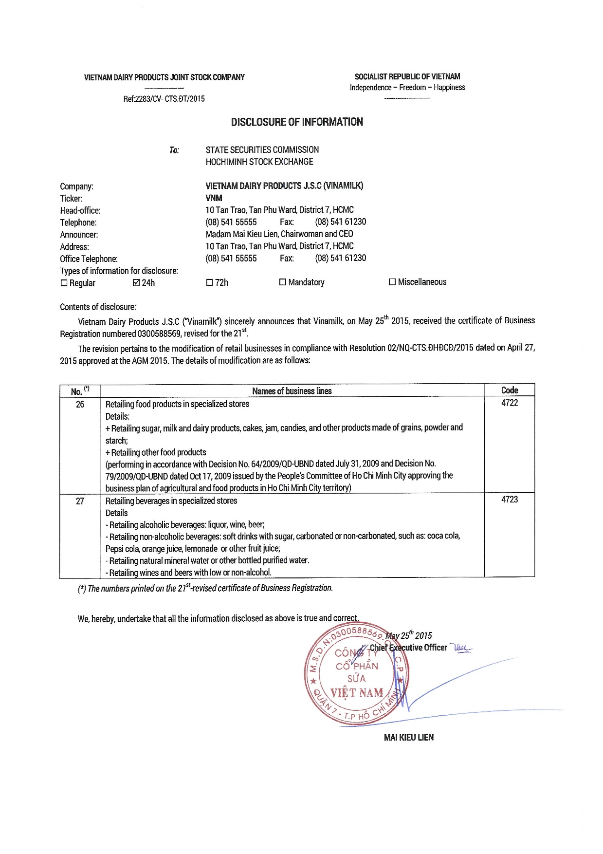 Revision of Business Registration Certificate 1