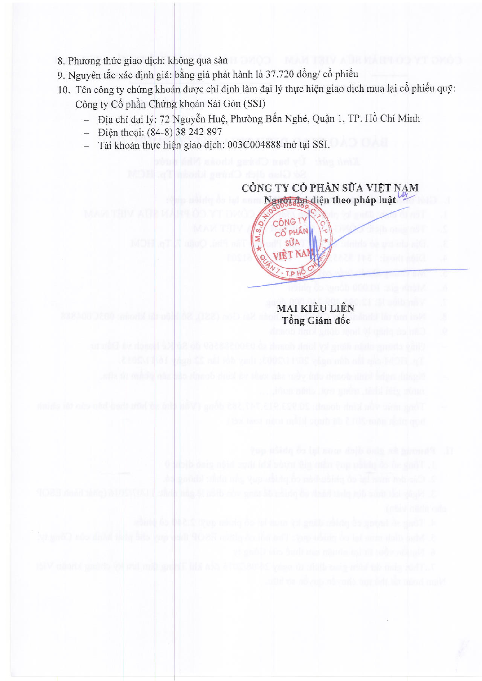 Báo cáo giao dịch mua lại cổ phiếu quỹ 2