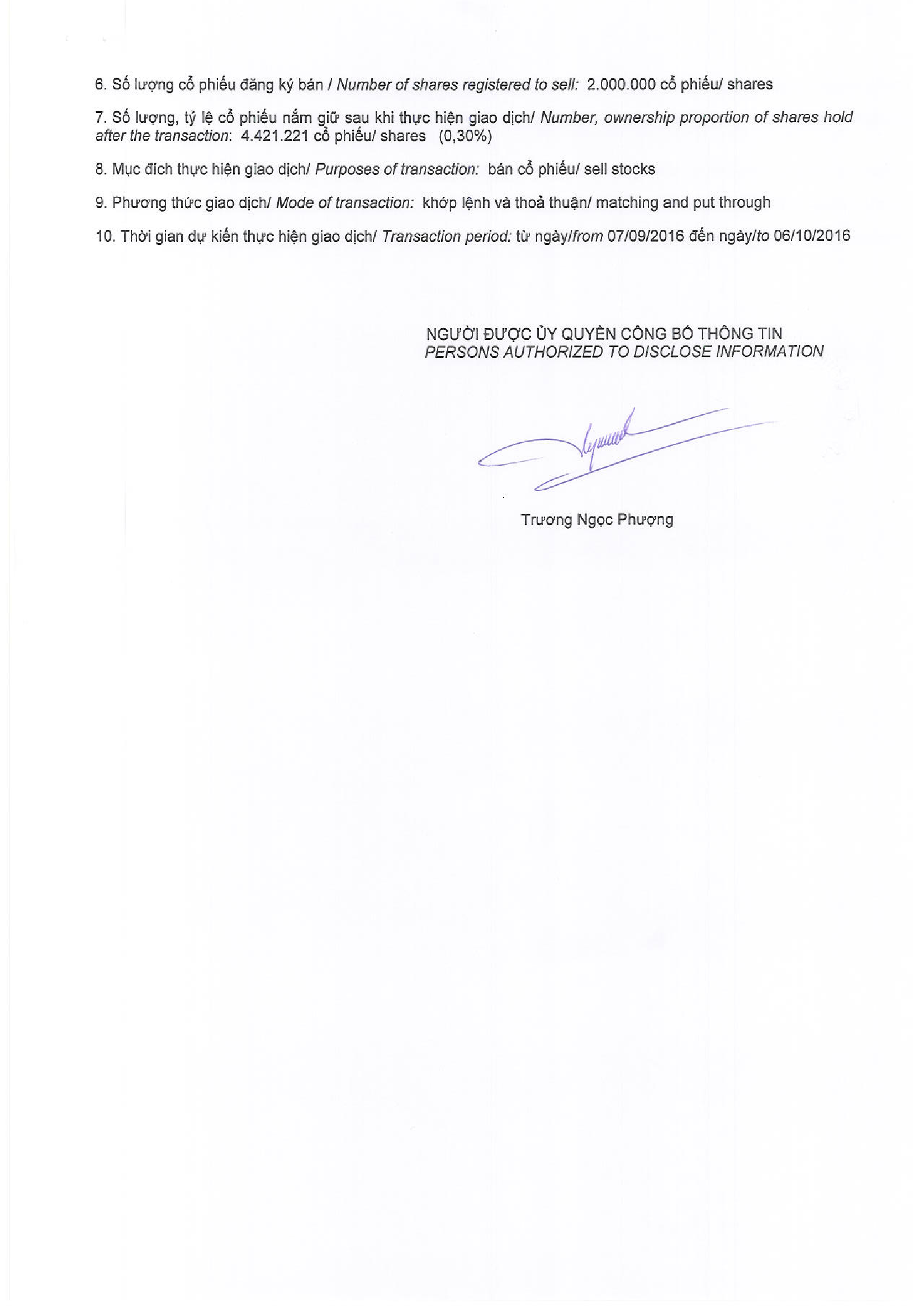 Notice of transaction in shares of related institutional to internal shareholder - Grinling 2