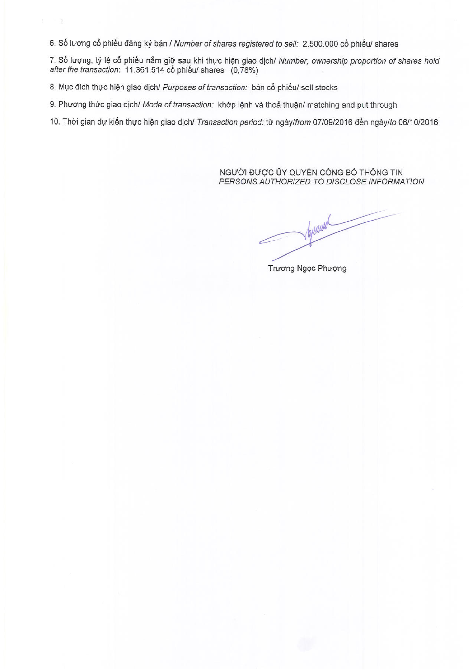 Thông báo giao dịch cổ phiếu của tổ chức có liên quan đến cổ đông nội bộ - Amersham 2