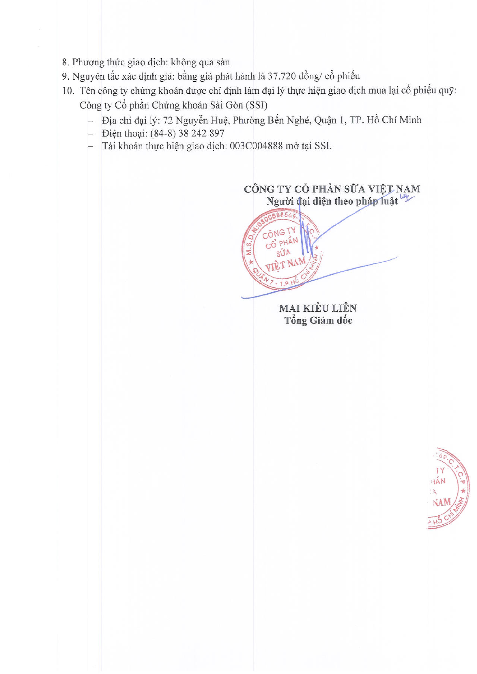 Thông báo thu hồi cổ phiếu ESOP 2