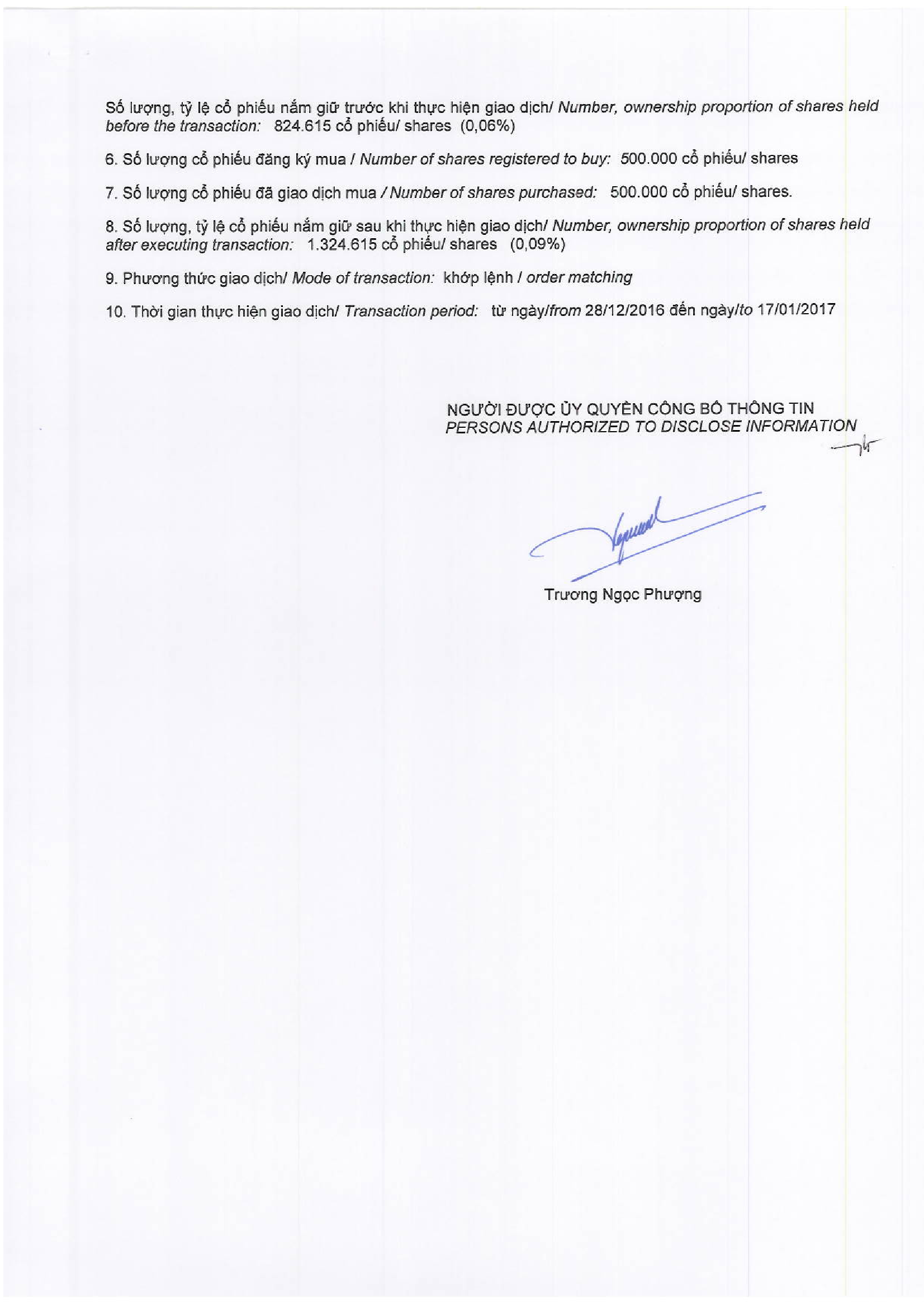 Report on results of transaction in shares of related institutional to internal person 04/2017 - BCGD 2