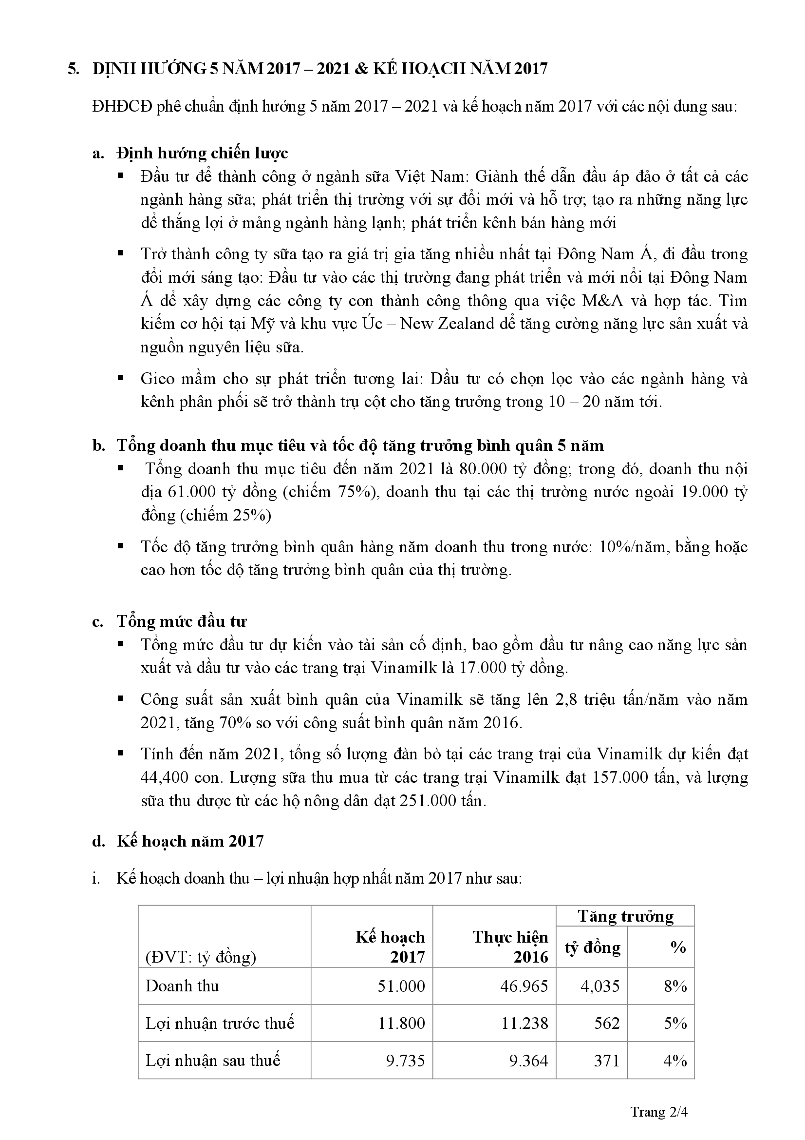 Nghị quyết đại hội đồng cổ đông thường niên năm 2017 công ty cổ phần sữa Việt Nam 2