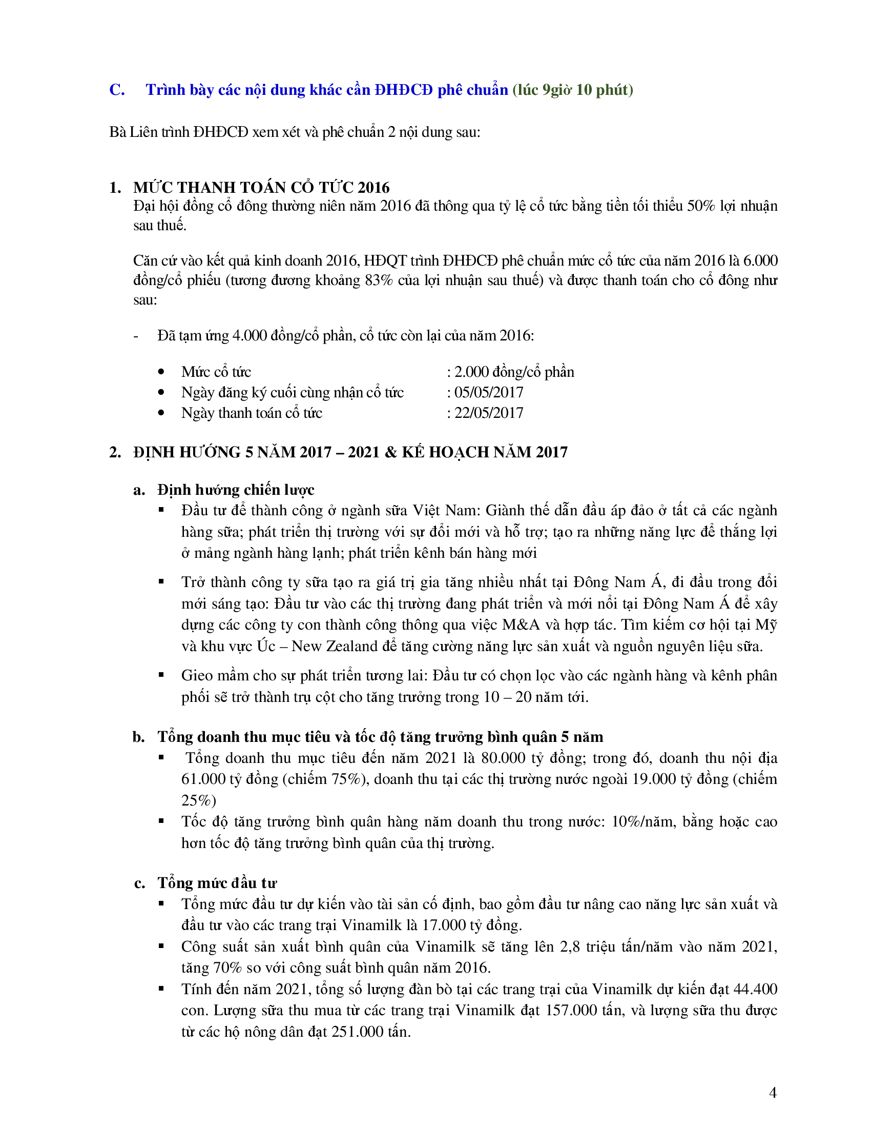 Biên bản cuộc họp Đại Hội Đồng Cổ Đông thường niên năm 2017 Công Ty cổ Phần Sữa Việt Nam 4