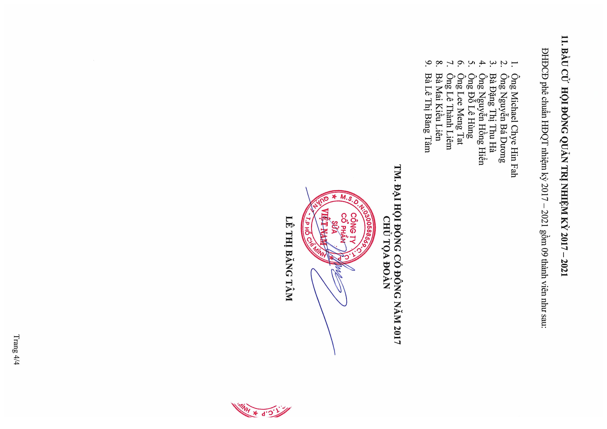 Nghị quyết Đại Hội Đồng Cổ Đông thường niên năm 2017 Công ty cổ phần sữa Việt Nam 4