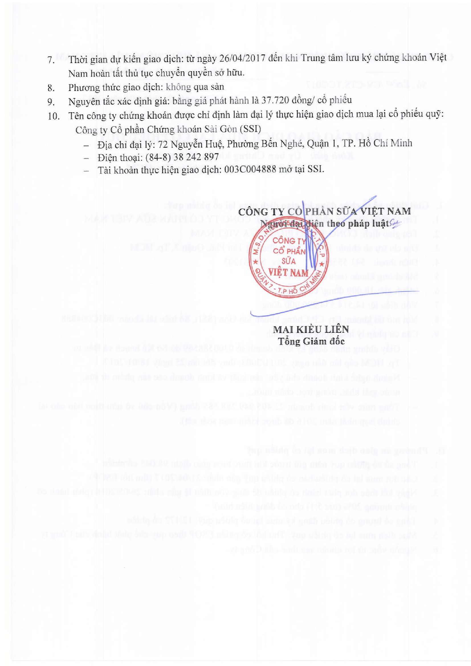 Báo cáo giao dịch mua lại cổ phiếu quỹ 2