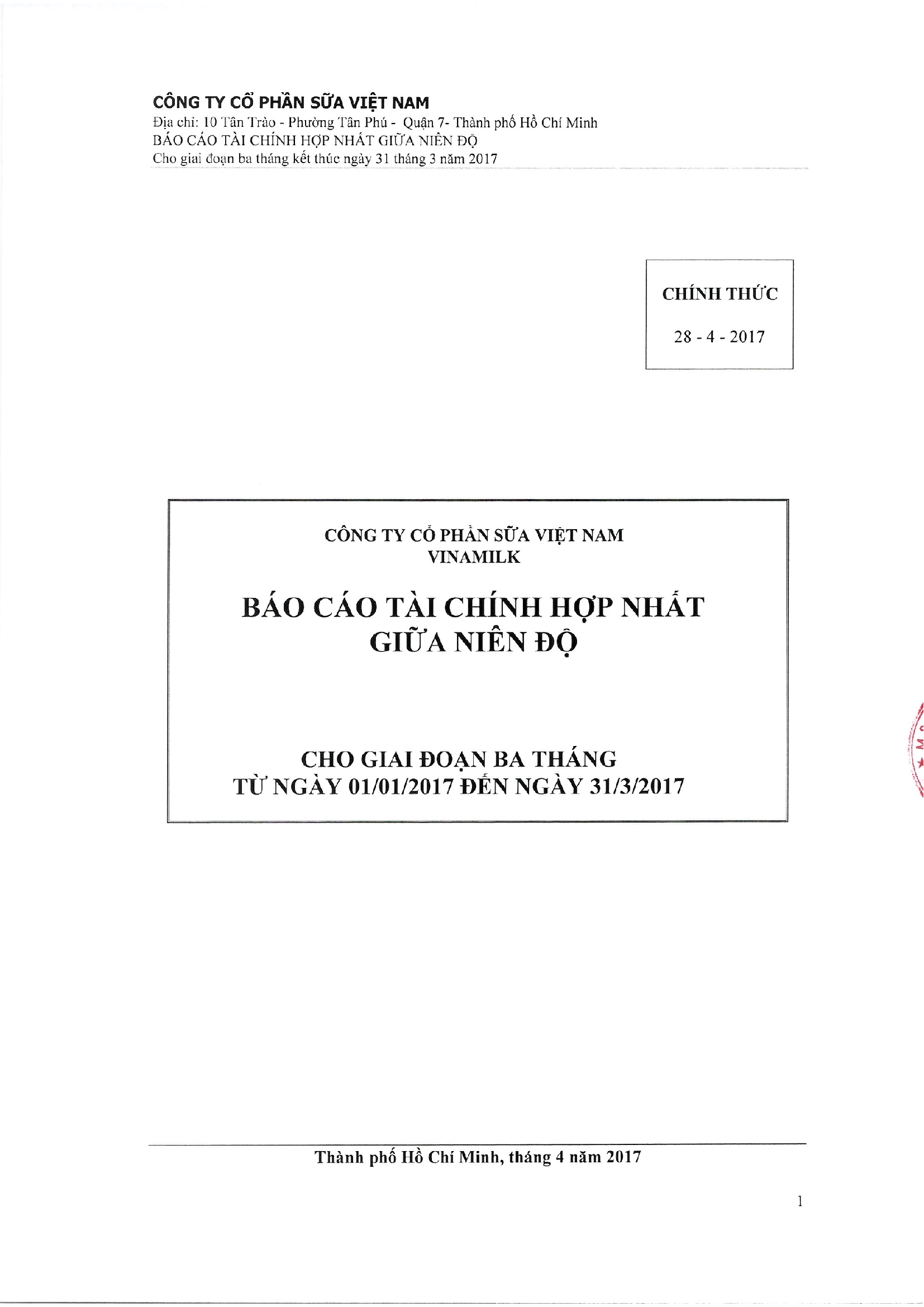 Báo cáo tài chính hợp nhất Q1/2017 1