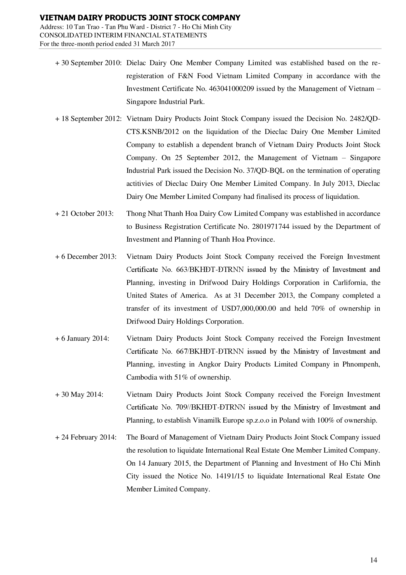 Consolidated financial statements Q1/2017 14