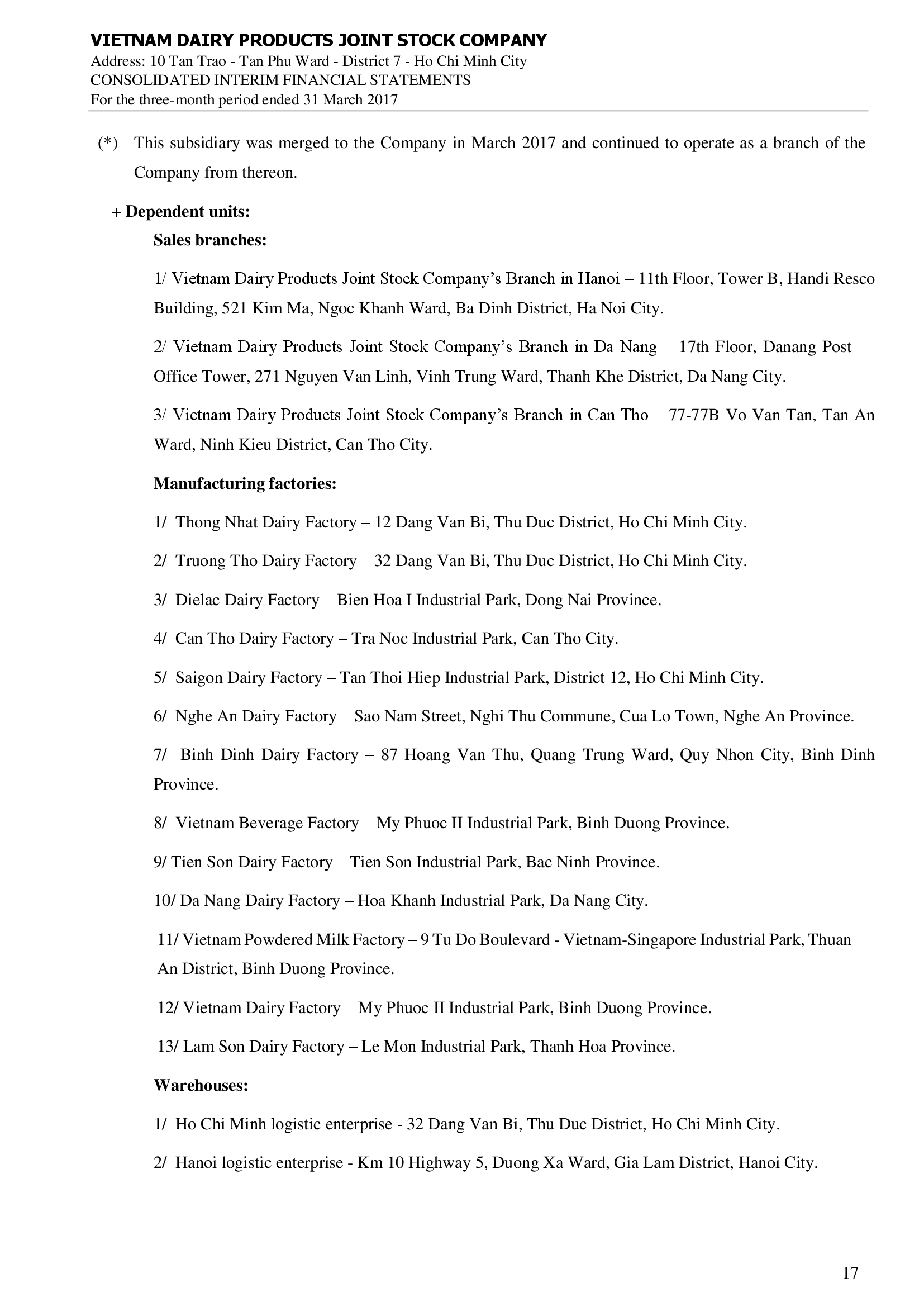 Consolidated financial statements Q1/2017 17