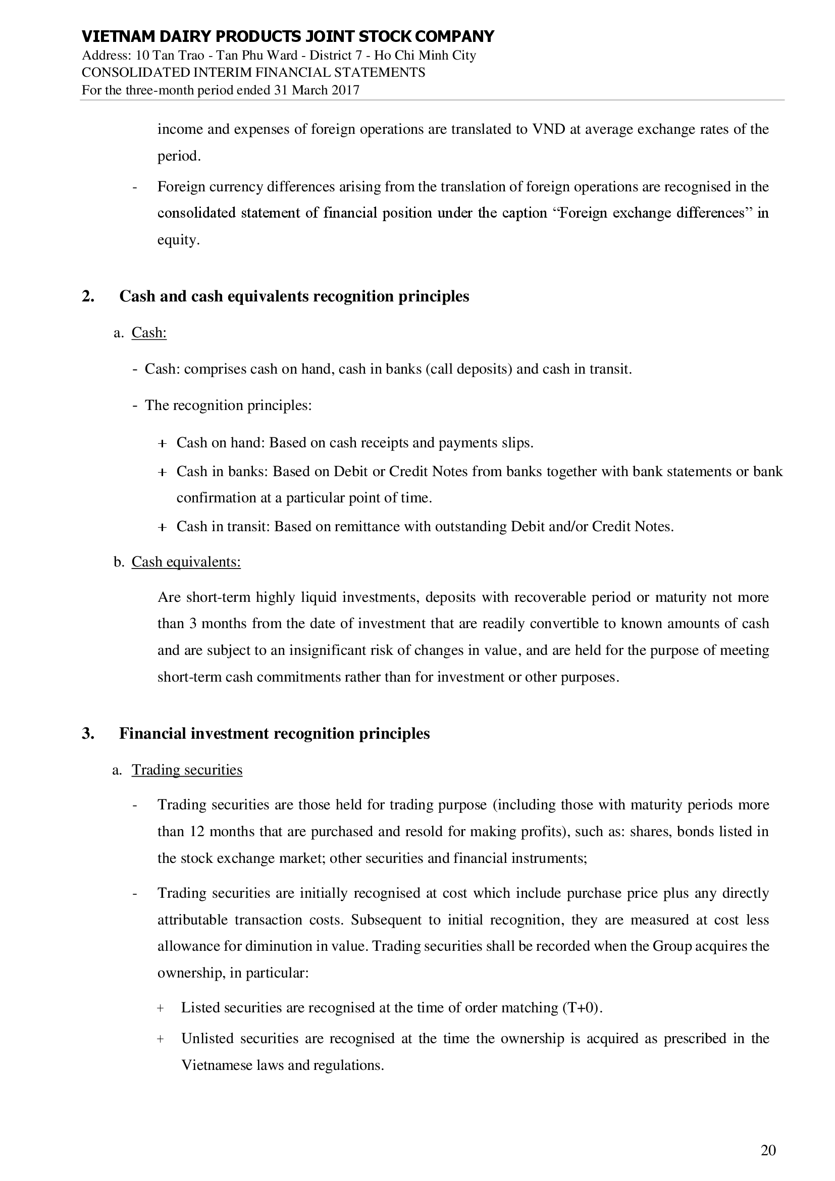 Consolidated financial statements Q1/2017 20