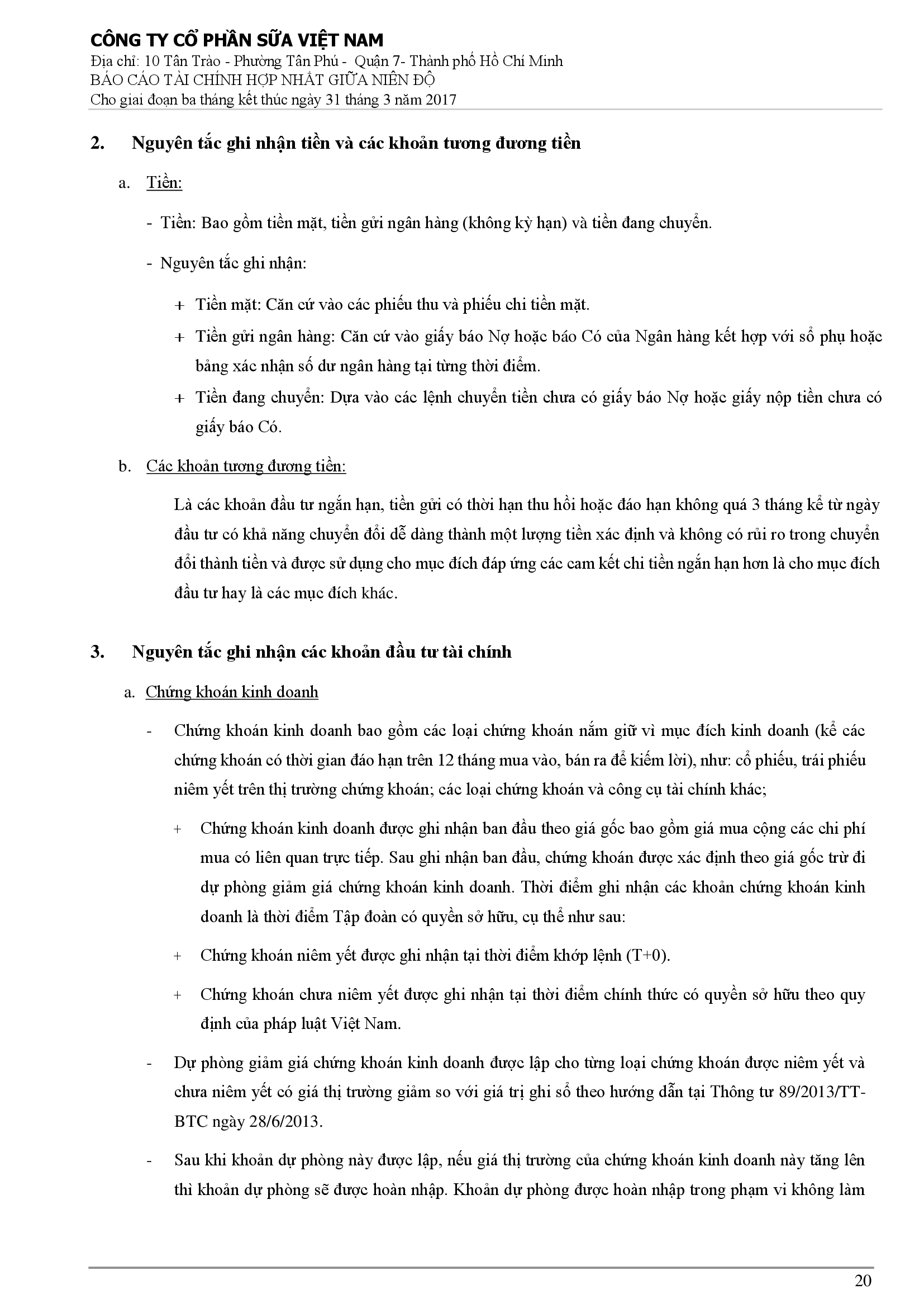 Báo cáo tài chính hợp nhất Q1/2017 20