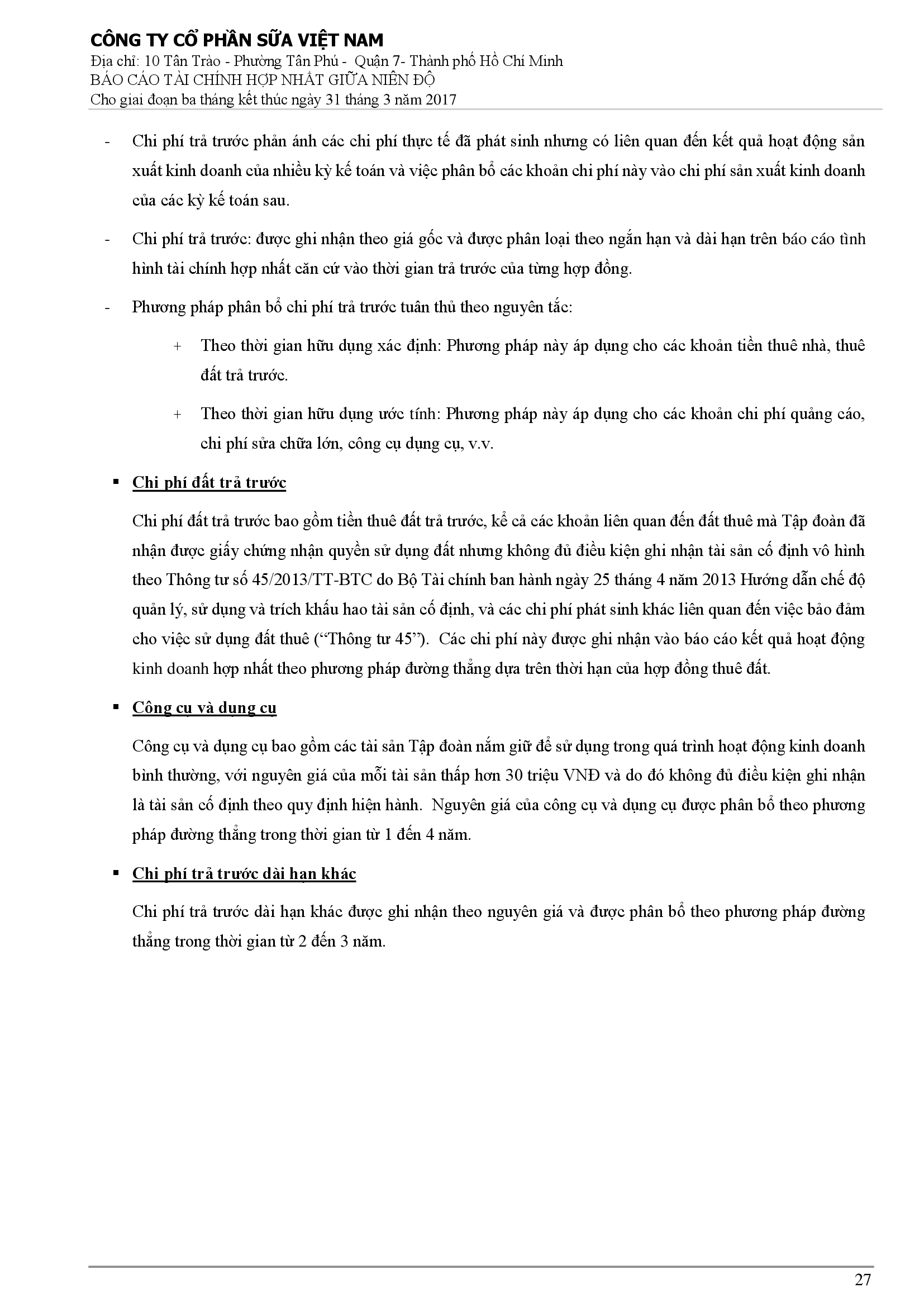 Báo cáo tài chính hợp nhất Q1/2017 27