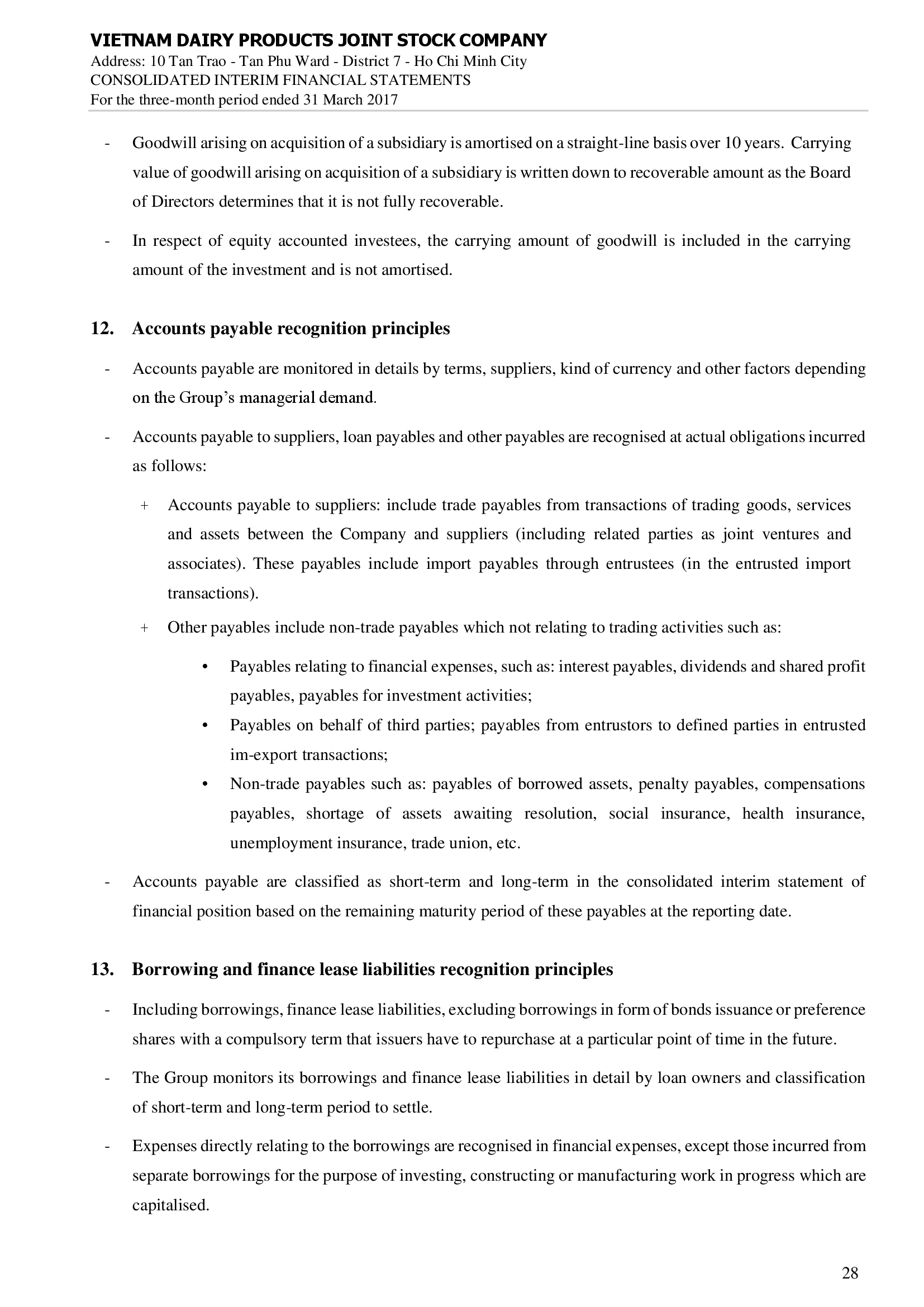 Consolidated financial statements Q1/2017 28