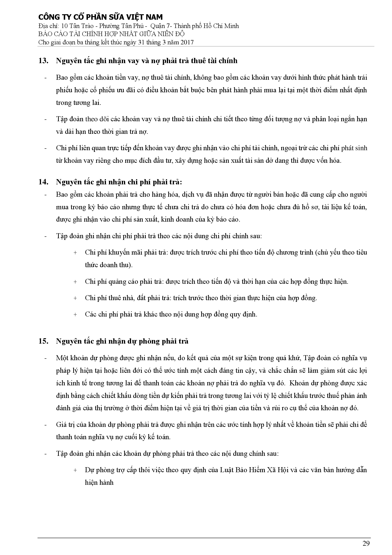 Báo cáo tài chính hợp nhất Q1/2017 29