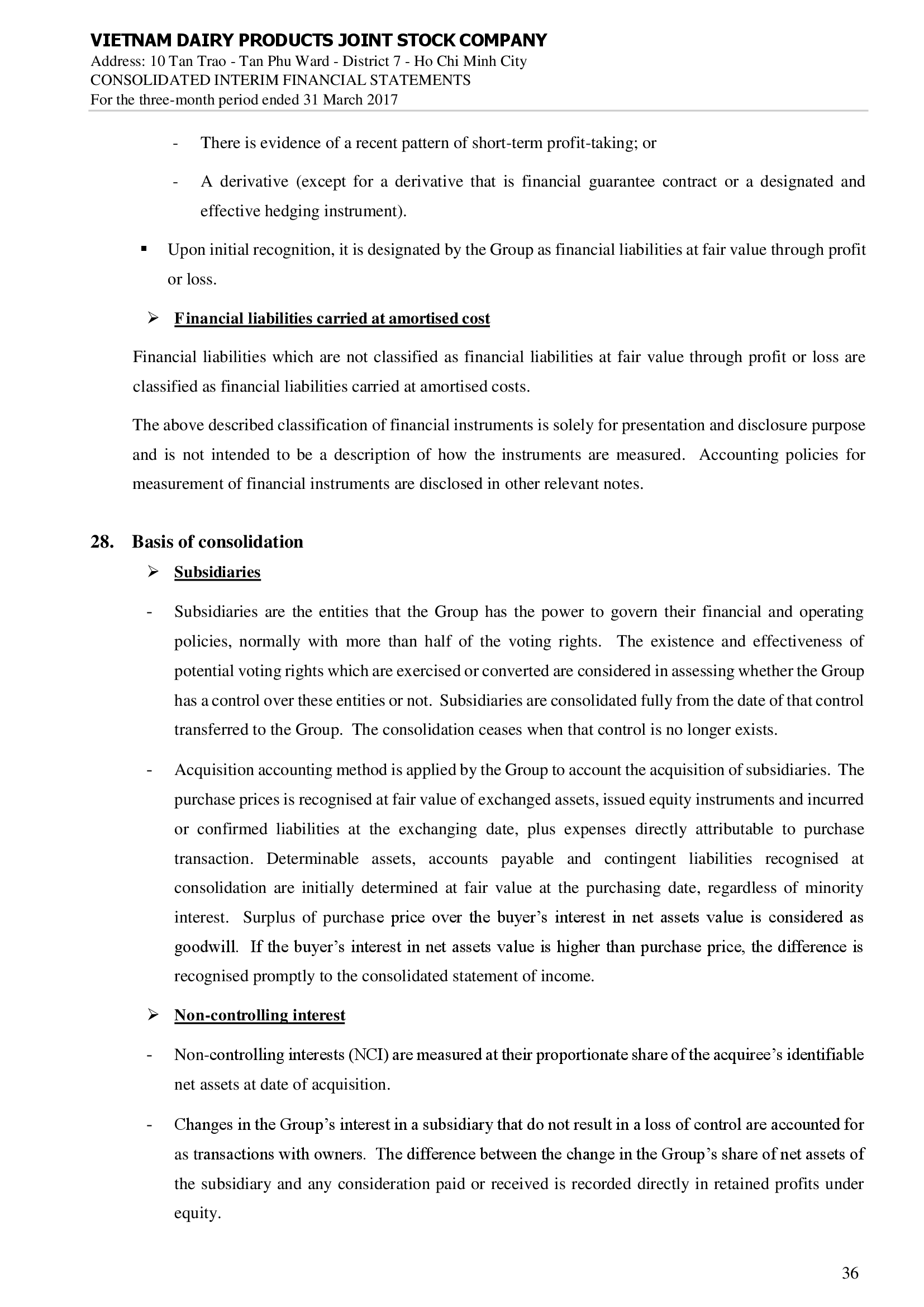 Consolidated financial statements Q1/2017 36