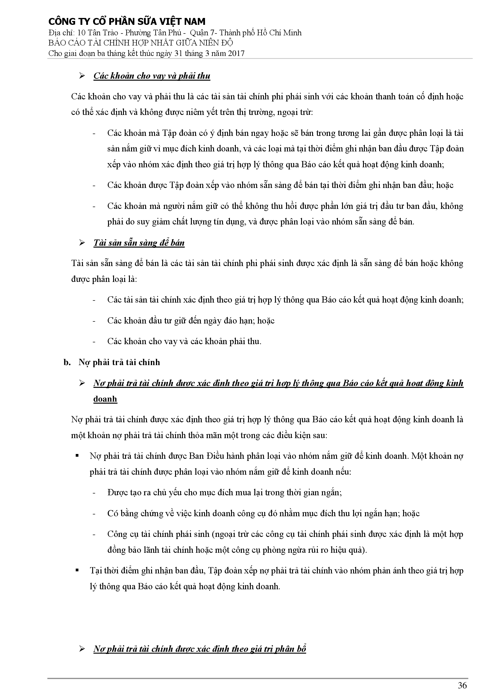 Báo cáo tài chính hợp nhất Q1/2017 36