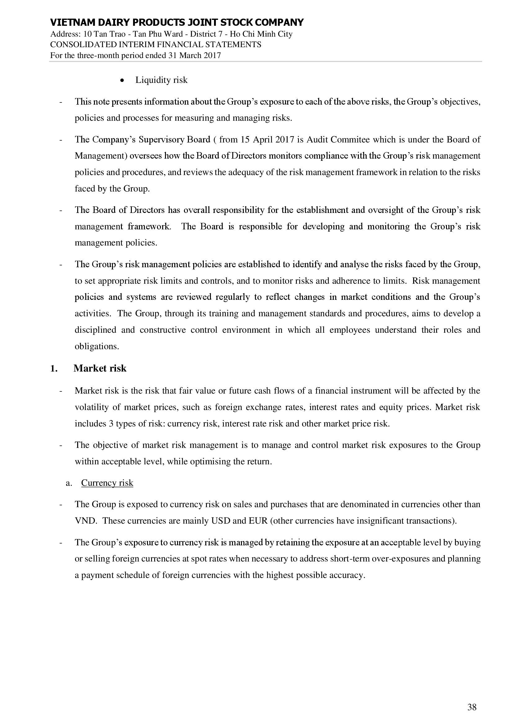 Consolidated financial statements Q1/2017 38