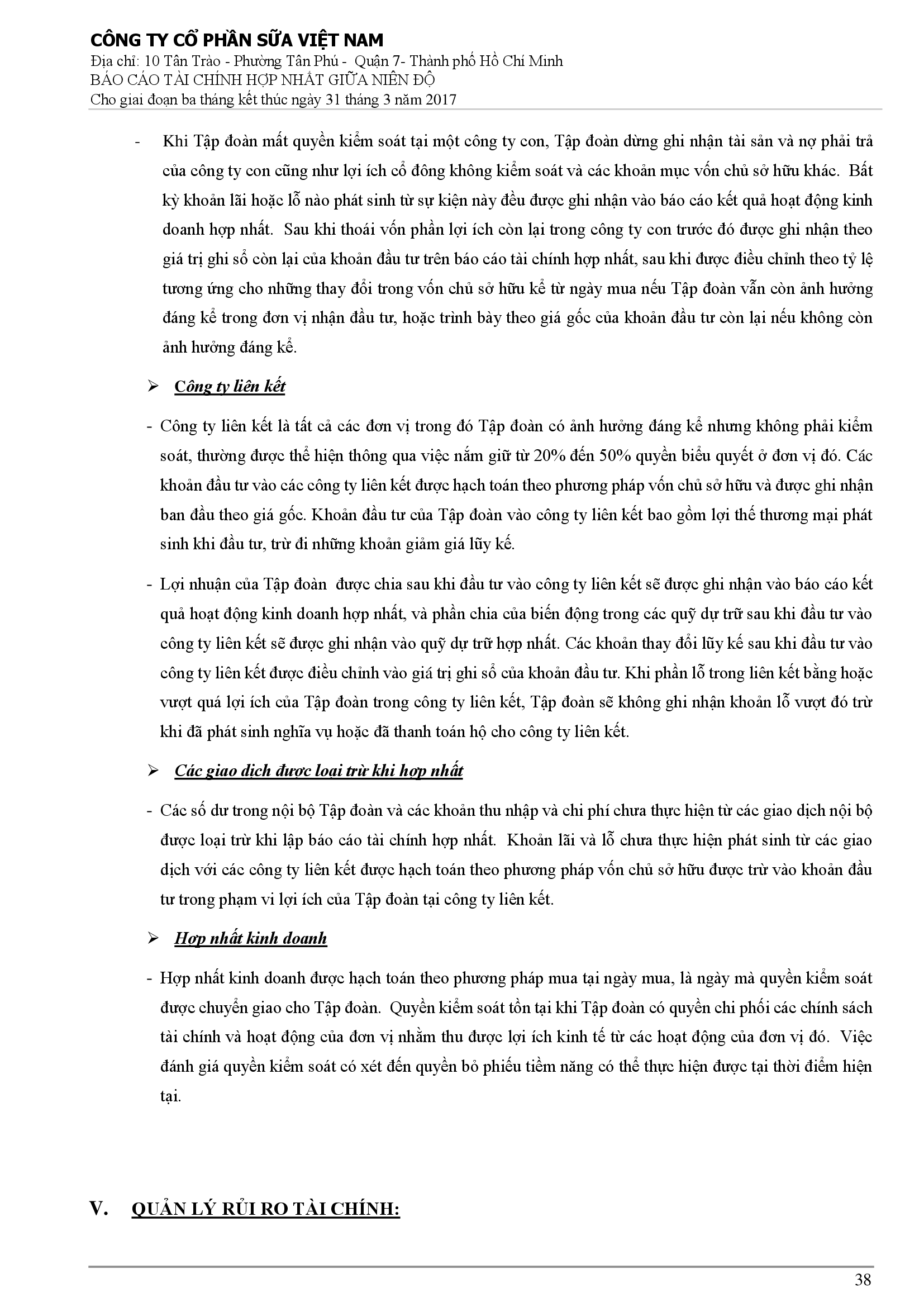 Báo cáo tài chính hợp nhất Q1/2017 38