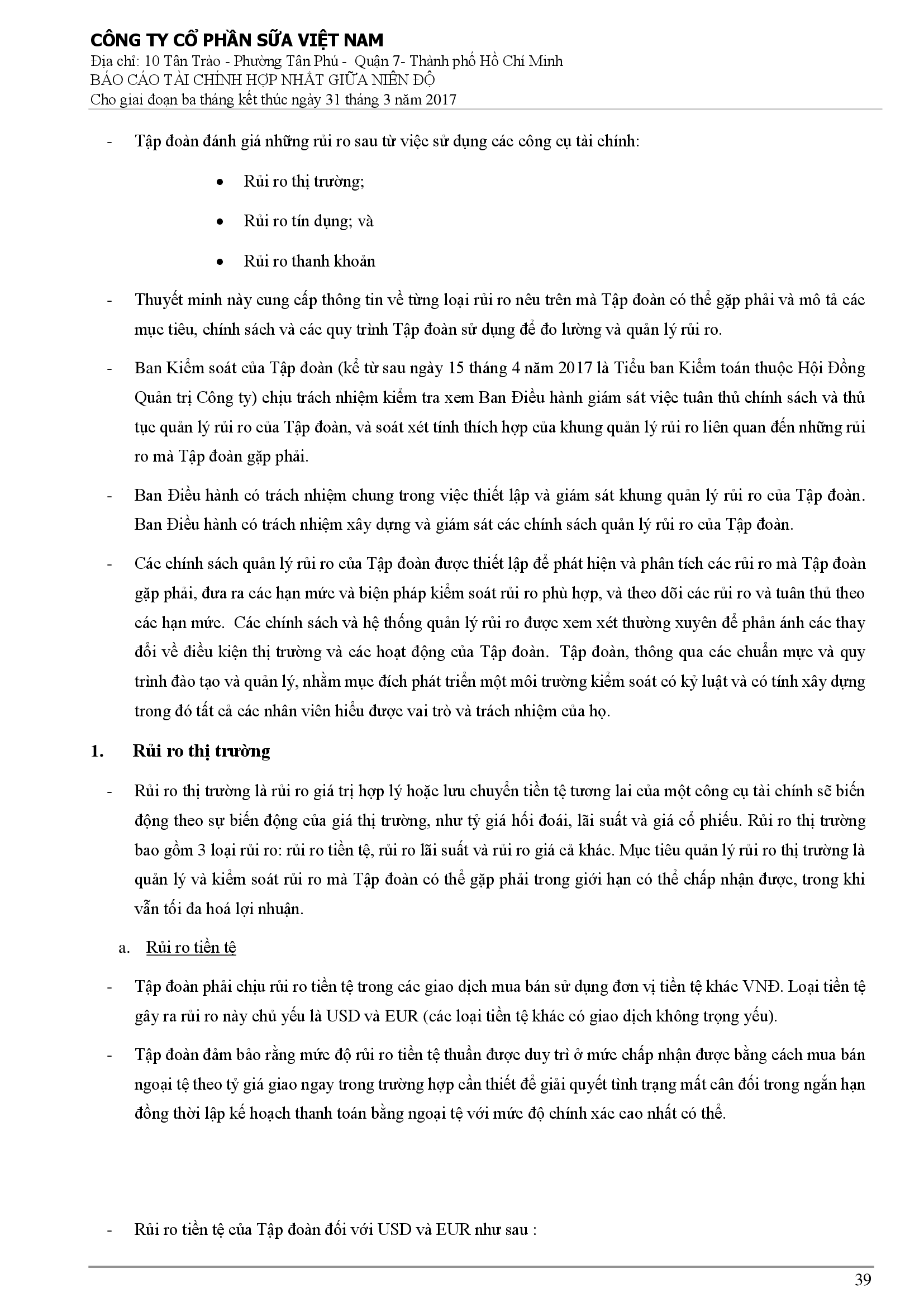 Báo cáo tài chính hợp nhất Q1/2017 39