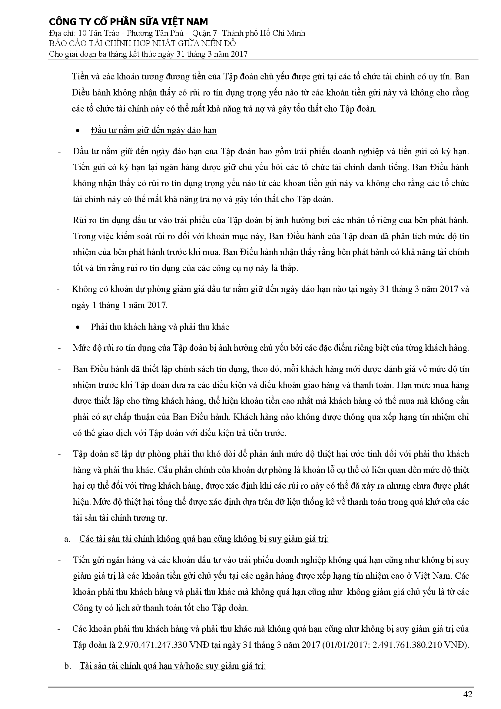 Báo cáo tài chính hợp nhất Q1/2017 42