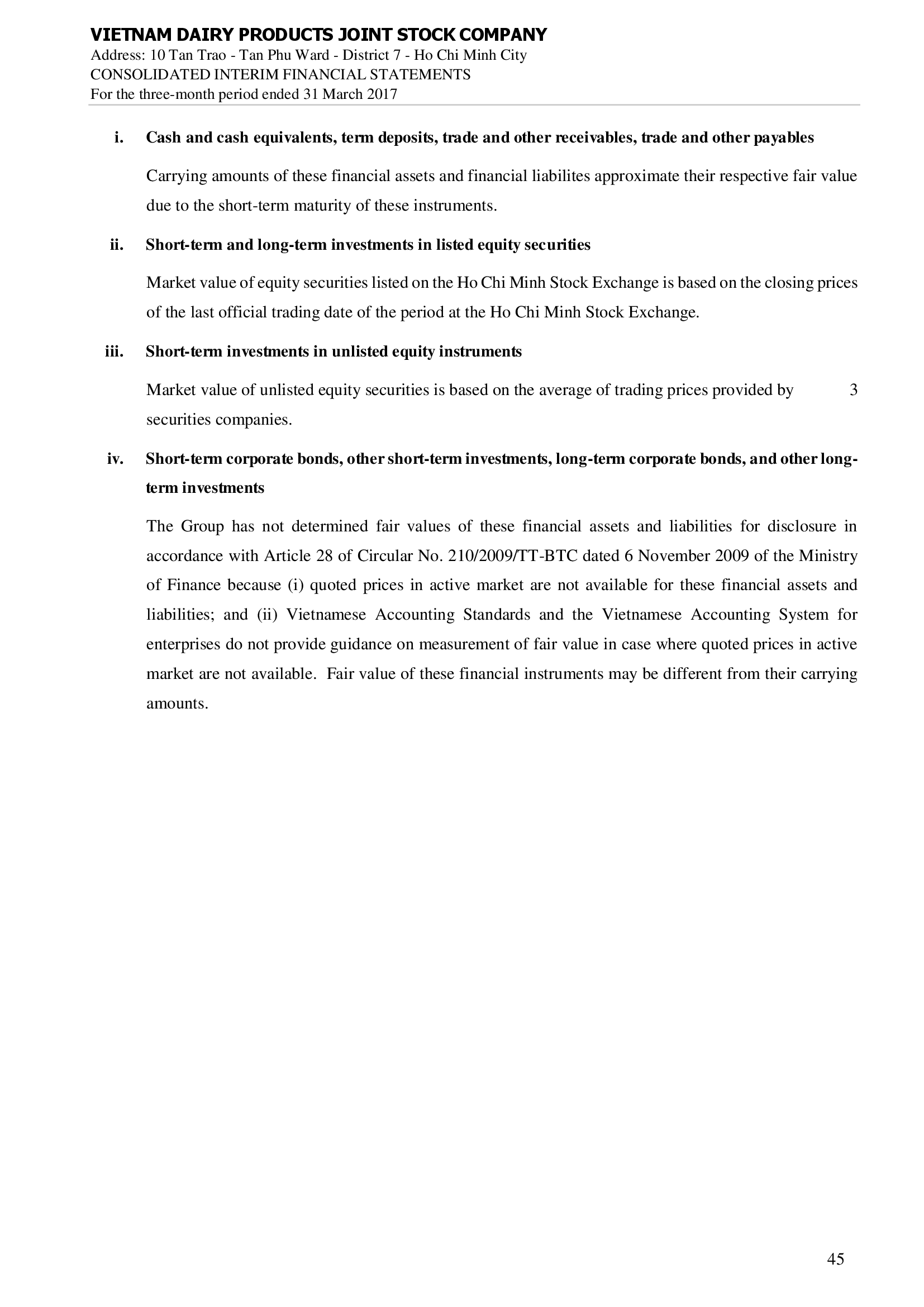 Consolidated financial statements Q1/2017 45