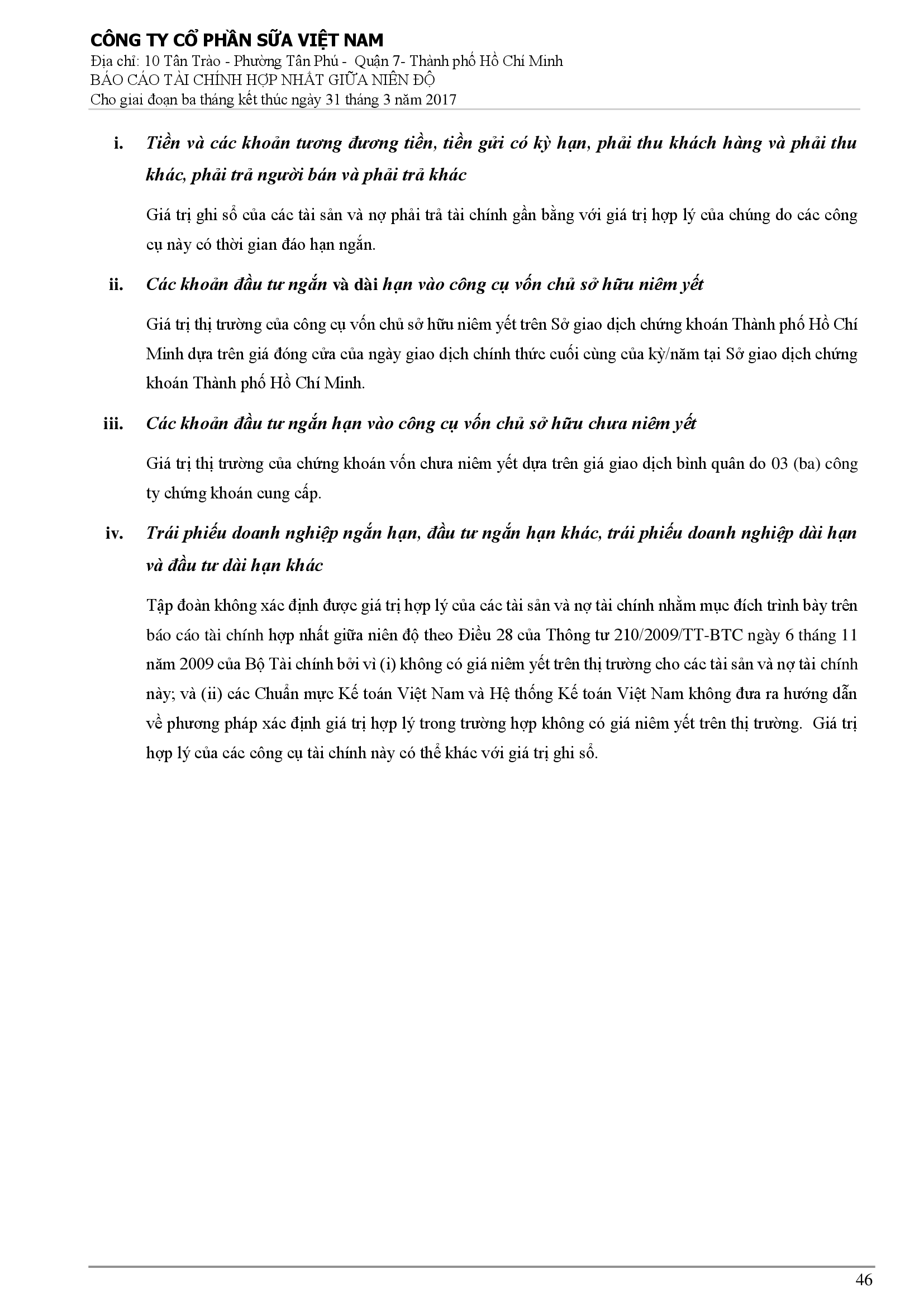 Báo cáo tài chính hợp nhất Q1/2017 46