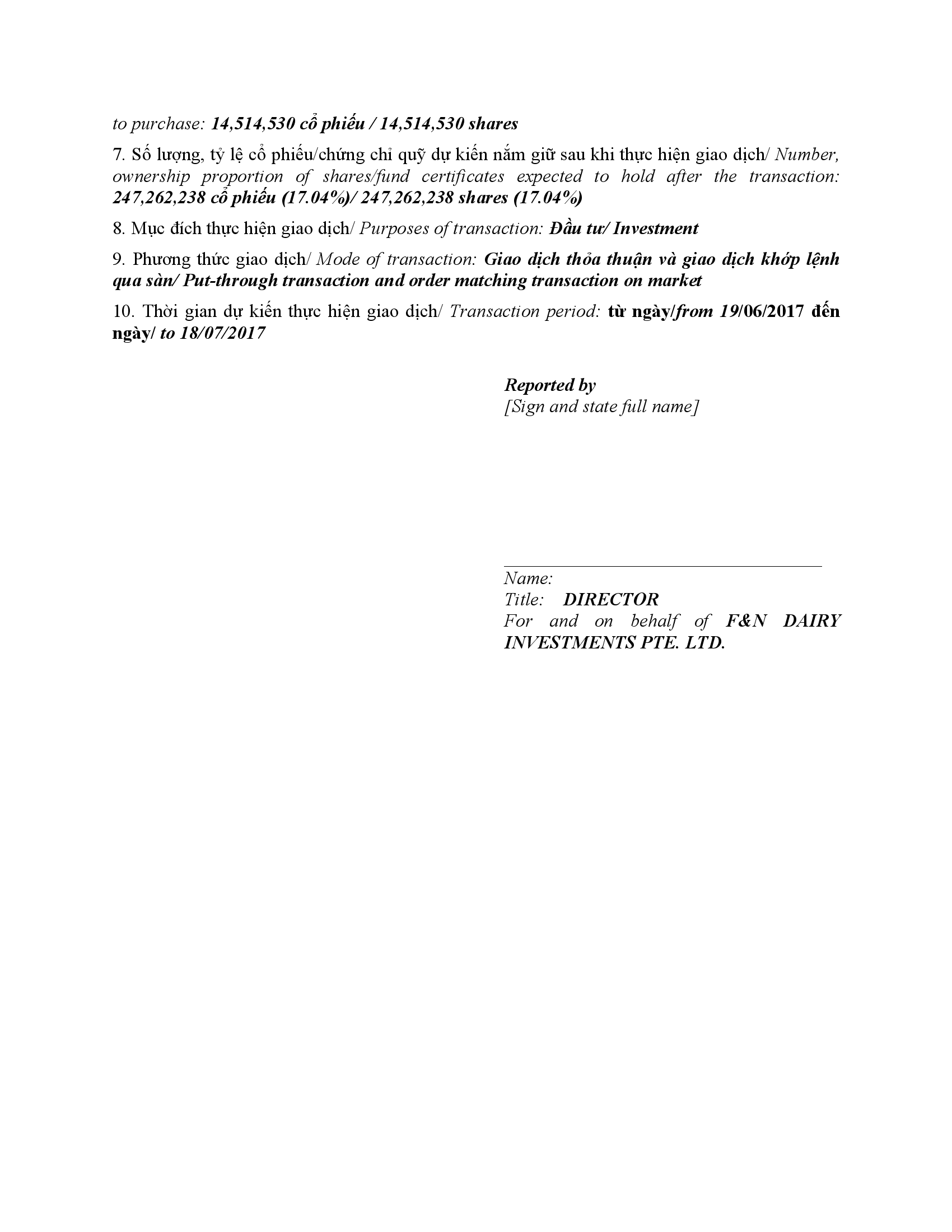 Thông báo giao dịch cổ phiếu/chứng chỉ quỹ của người nội bộ của công ty đại chúng, người nội bộ của quỹ đại chúng và người có liên quan của người nội bộ. 3