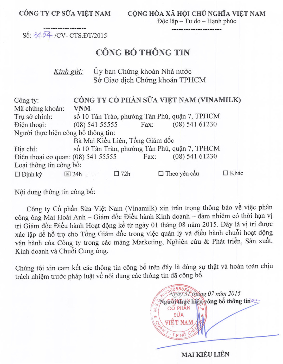 Bổ nhiệm vị trí Giám đốc Điều hành 1