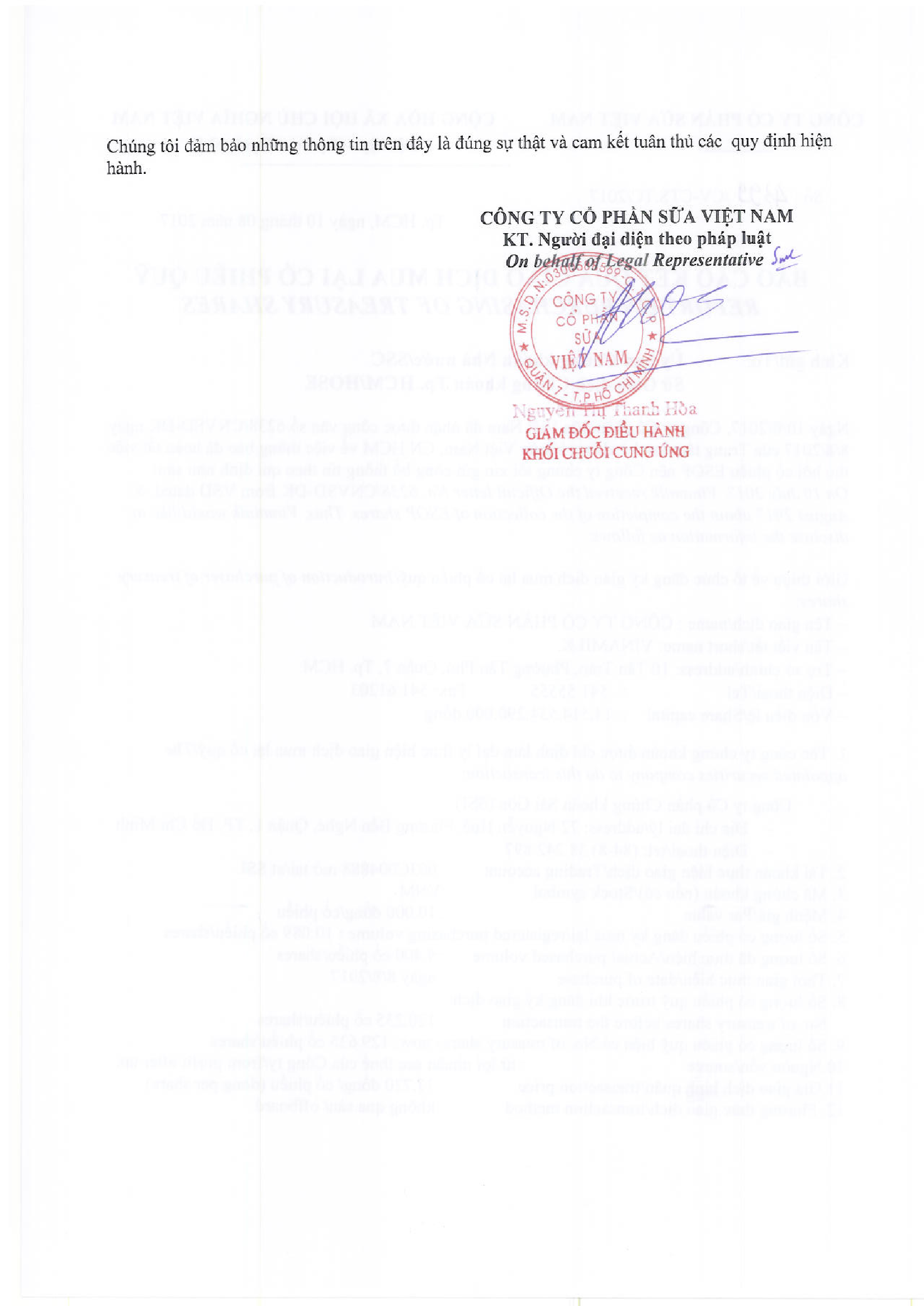 Report on purchasing of treasury shares 2