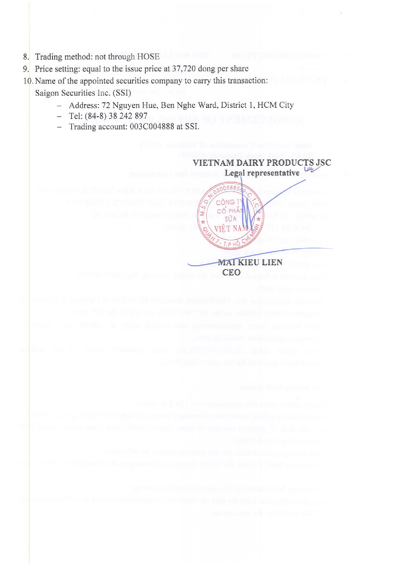 Annoucement of buying back shares 2