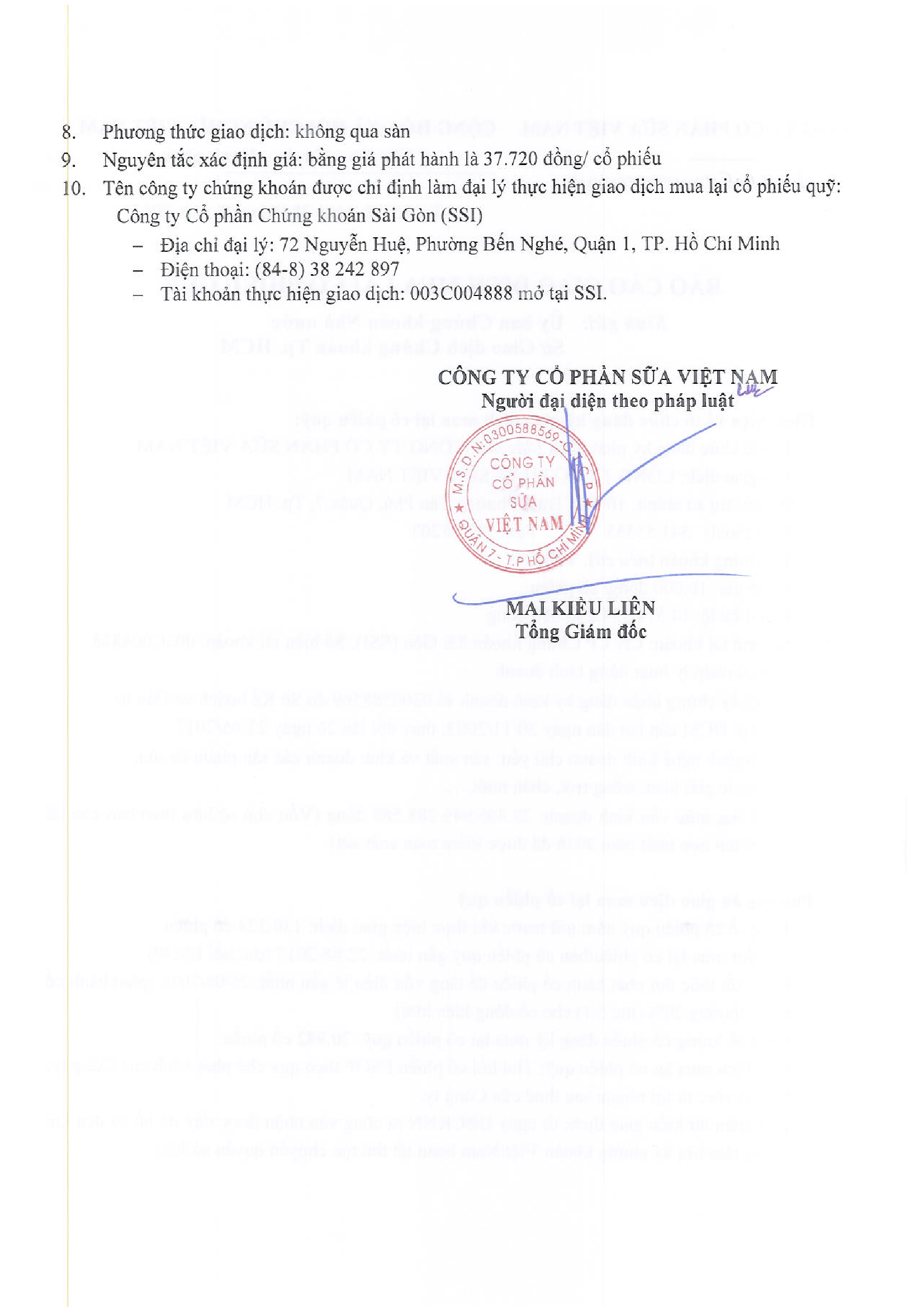 Báo cáo giao dịch mua lại cổ phiếu quỹ 2