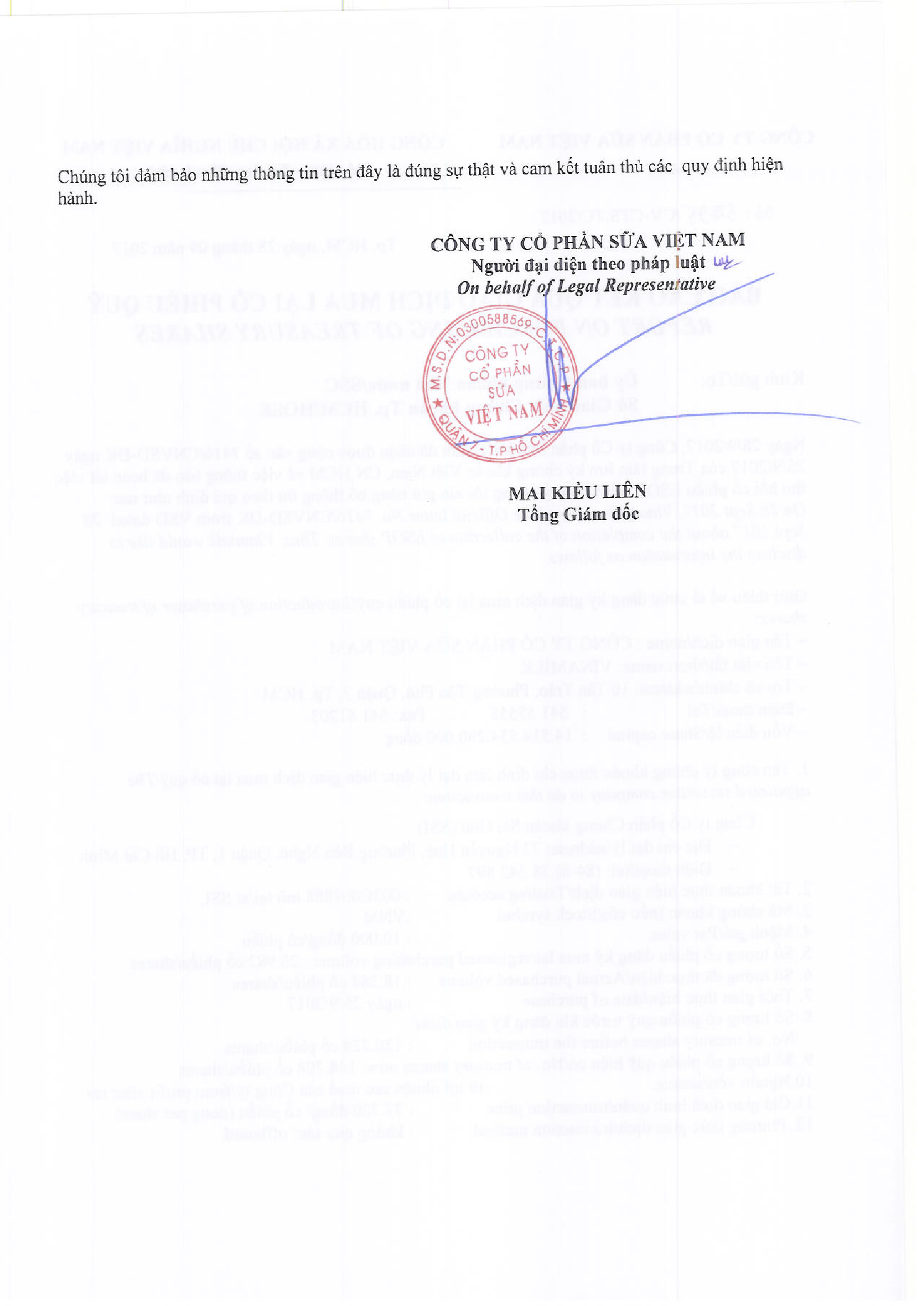 Report on purchasing of treasury shares 2