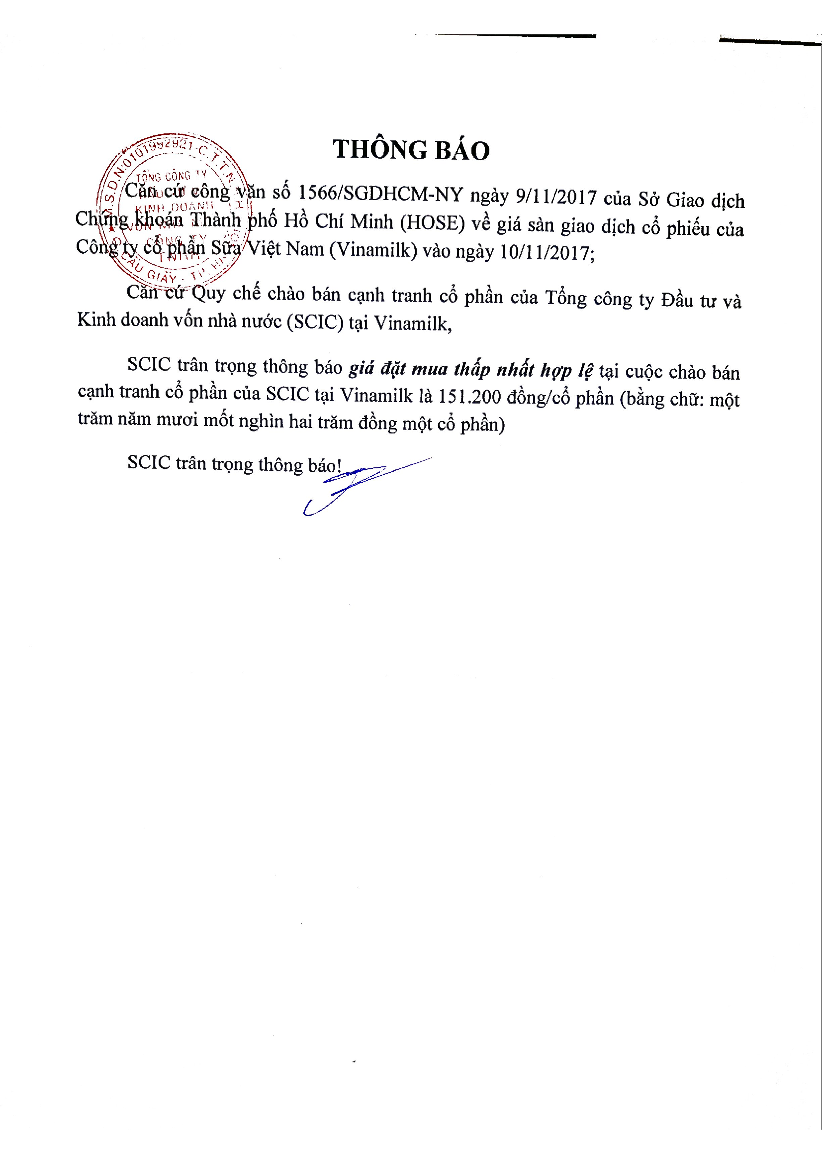 Thông báo giá đặt mua hợp lệ thấp nhất 1