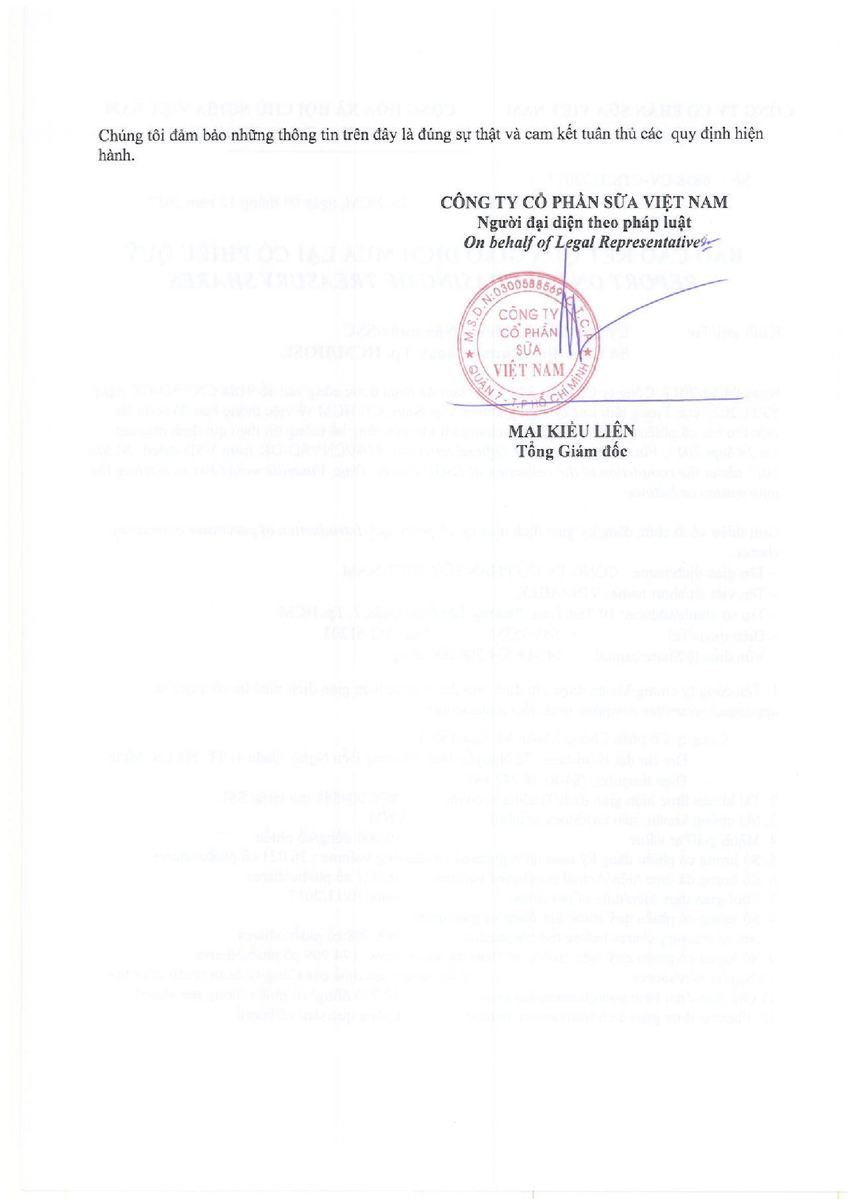 Báo cáo kết quả giao dịch mua lại cổ phiếu quỹ 2