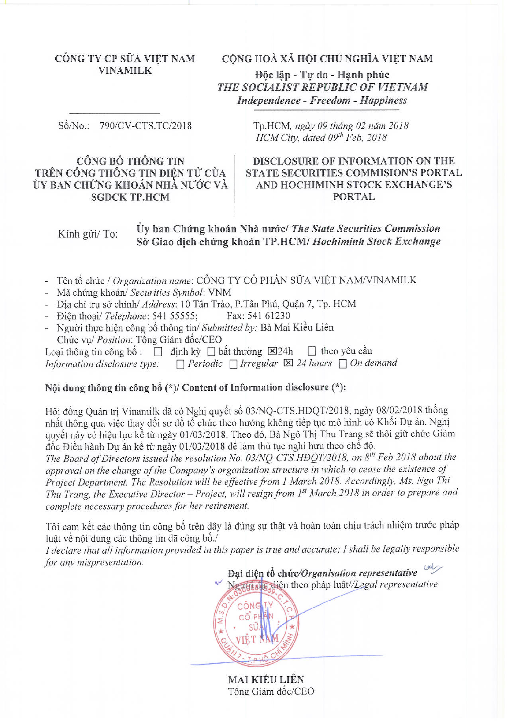 Thay đổi cơ cấu tổ chức 1