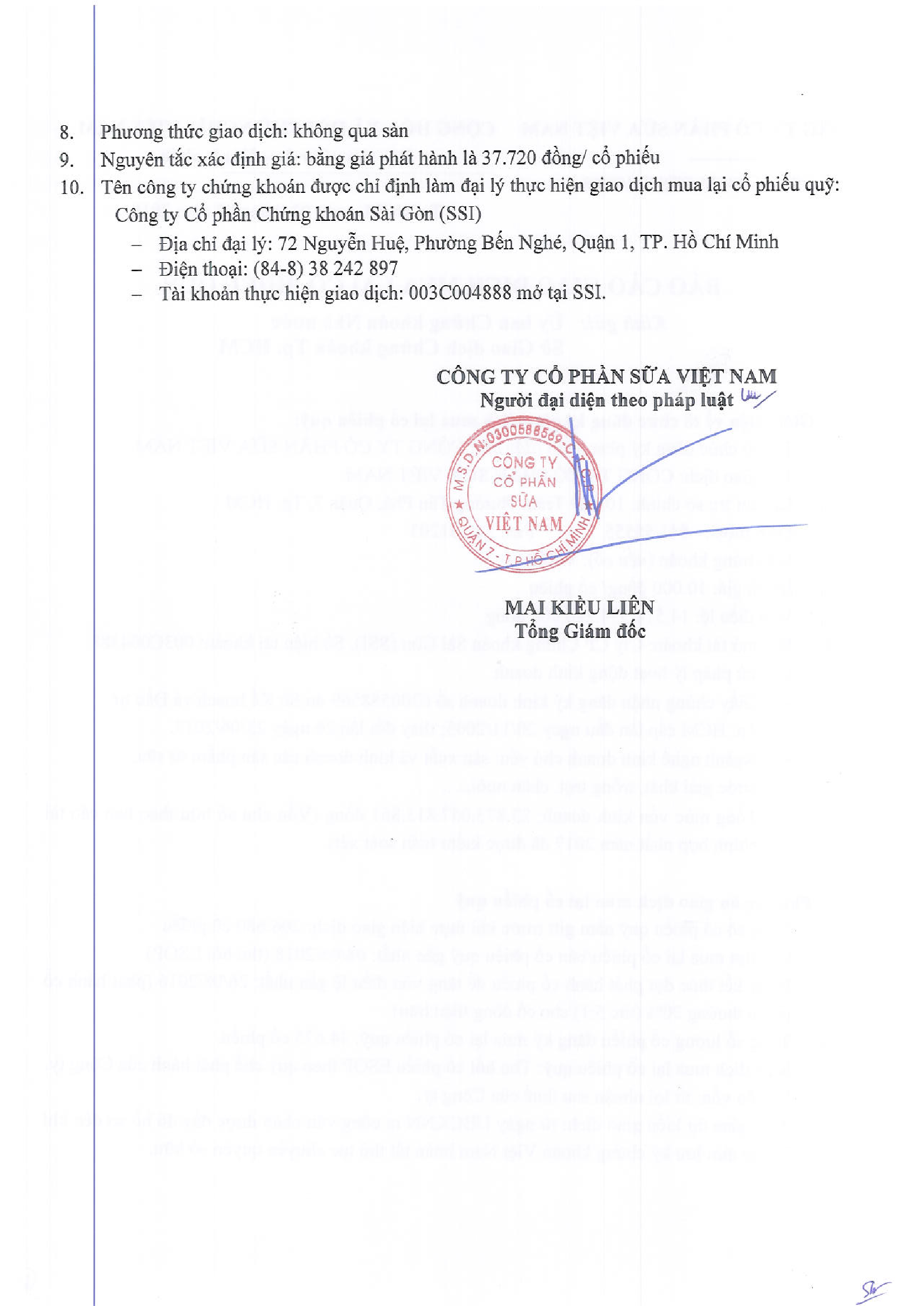 Báo cáo kết quả giao dịch mua lại cổ phiếu quỹ 2