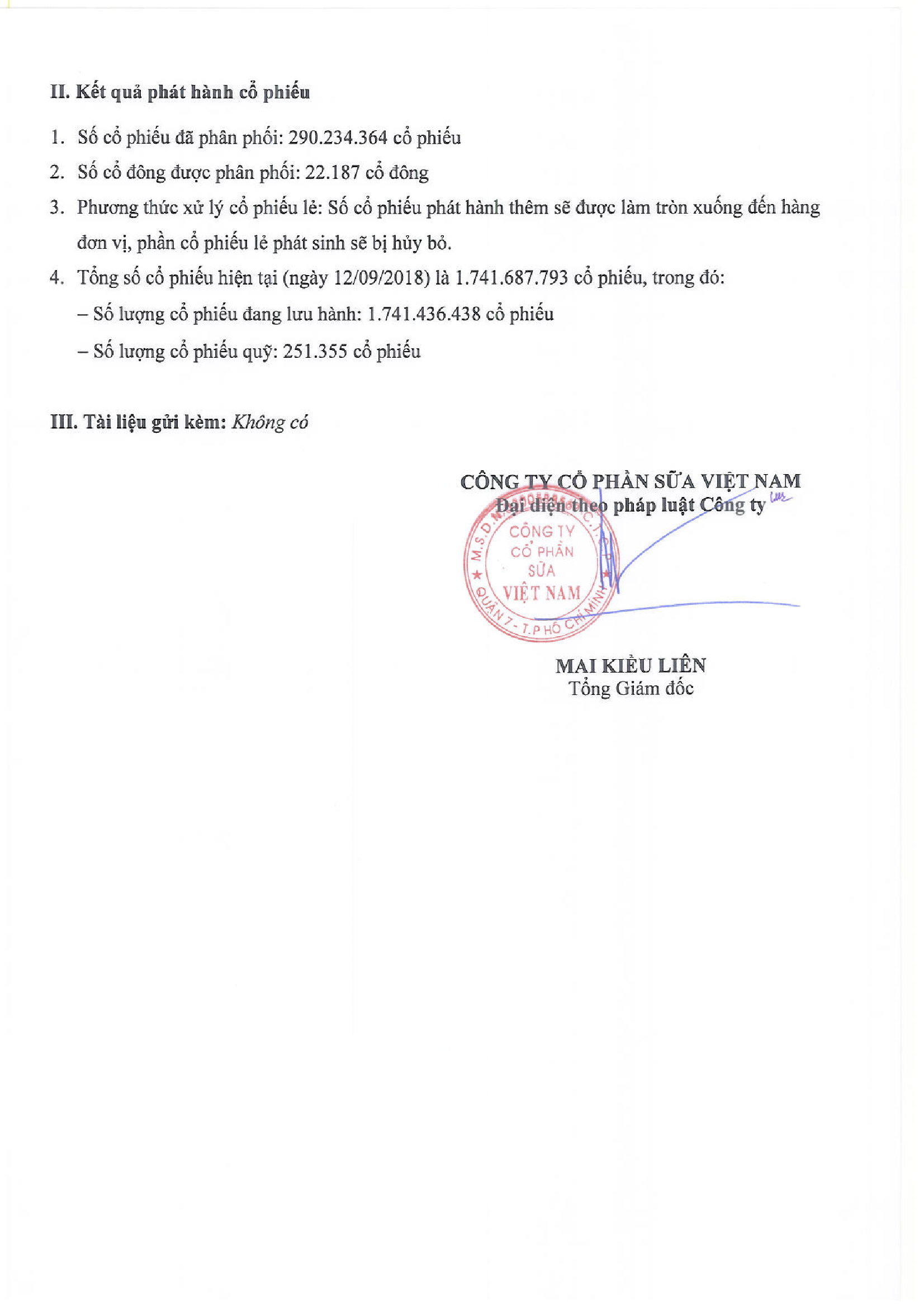 Báo cáo kết quả phát hành cổ phiếu thưởng 5-1 2